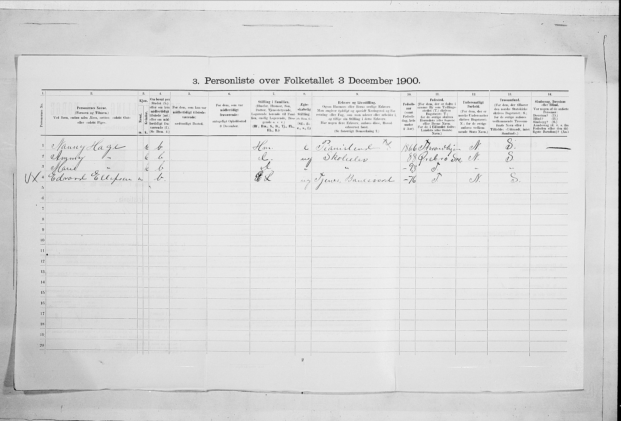 SAO, 1900 census for Kristiania, 1900, p. 108532