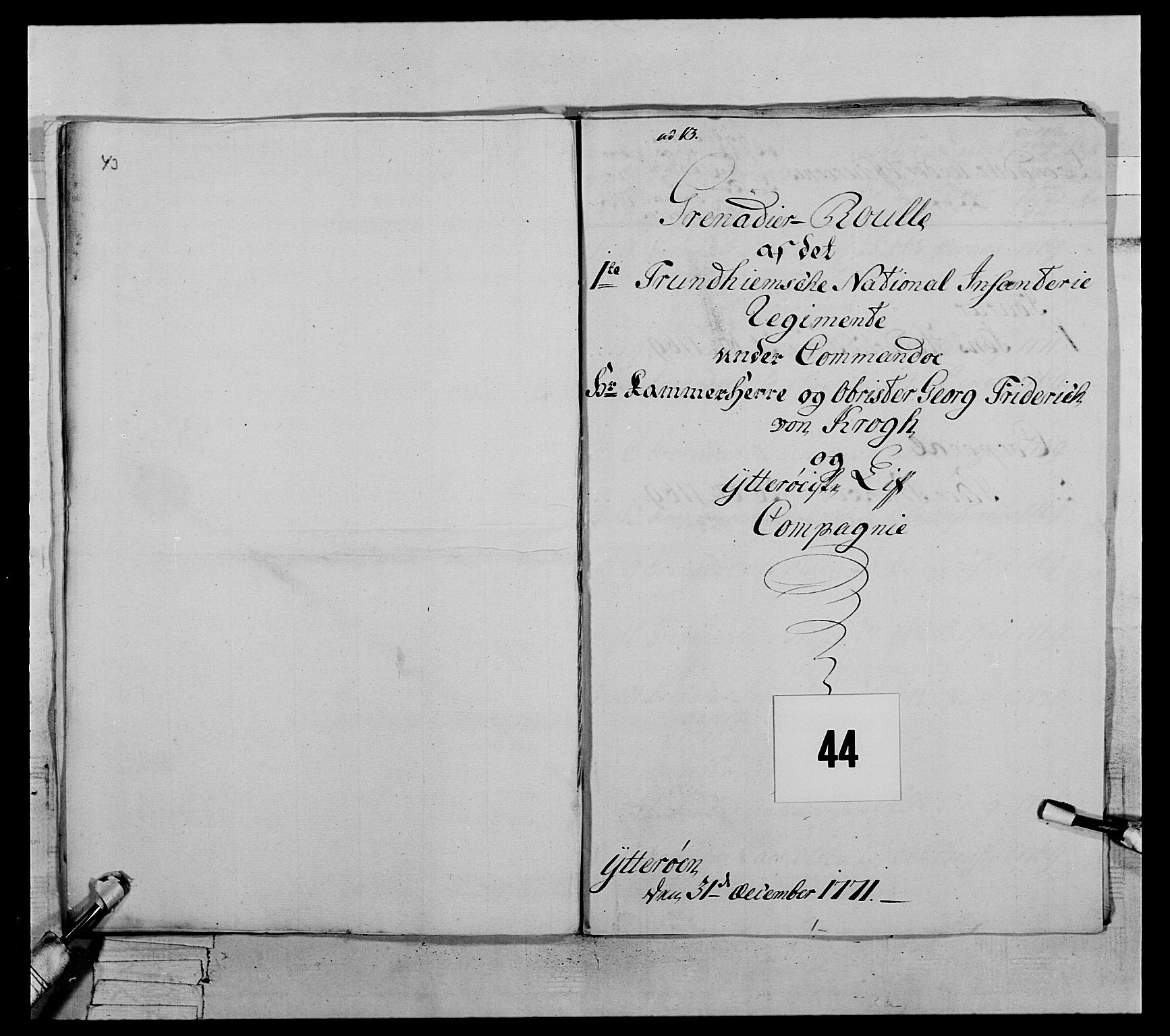 Generalitets- og kommissariatskollegiet, Det kongelige norske kommissariatskollegium, RA/EA-5420/E/Eh/L0071: 1. Trondheimske nasjonale infanteriregiment, 1769-1772, p. 349