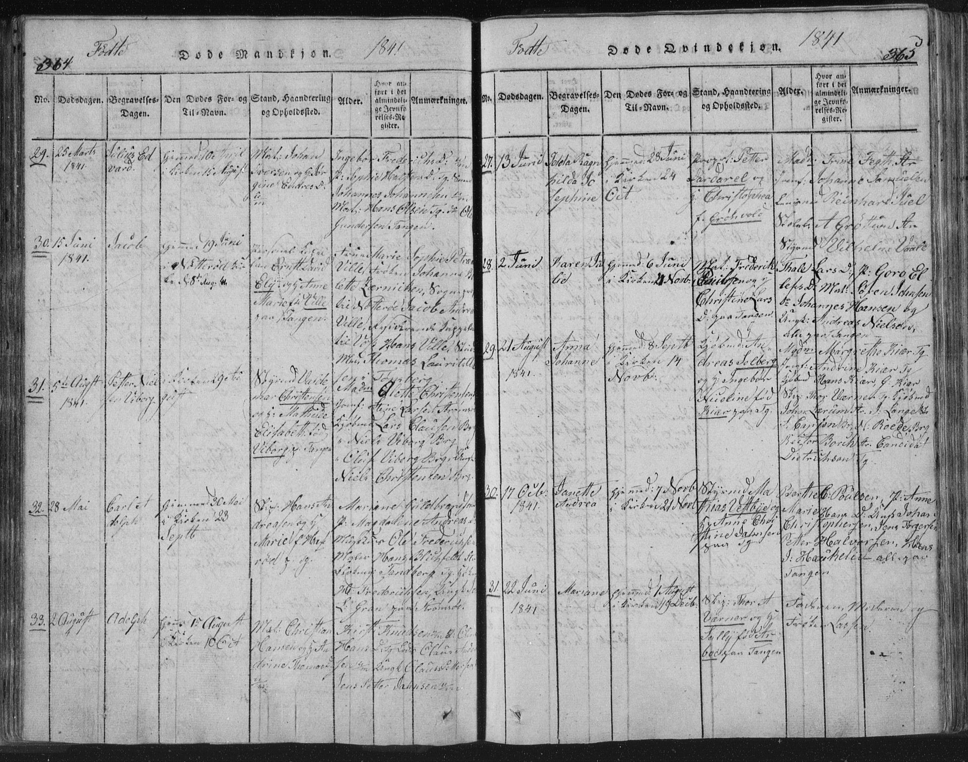 Strømsø kirkebøker, AV/SAKO-A-246/F/Fb/L0004: Parish register (official) no. II 4, 1814-1843, p. 364-365