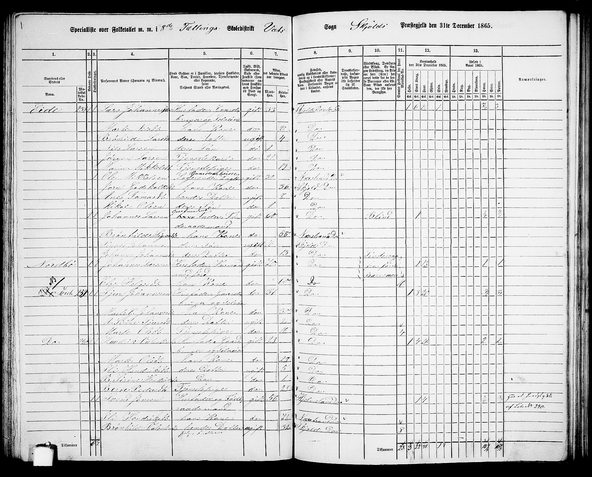 RA, 1865 census for Skjold, 1865, p. 119