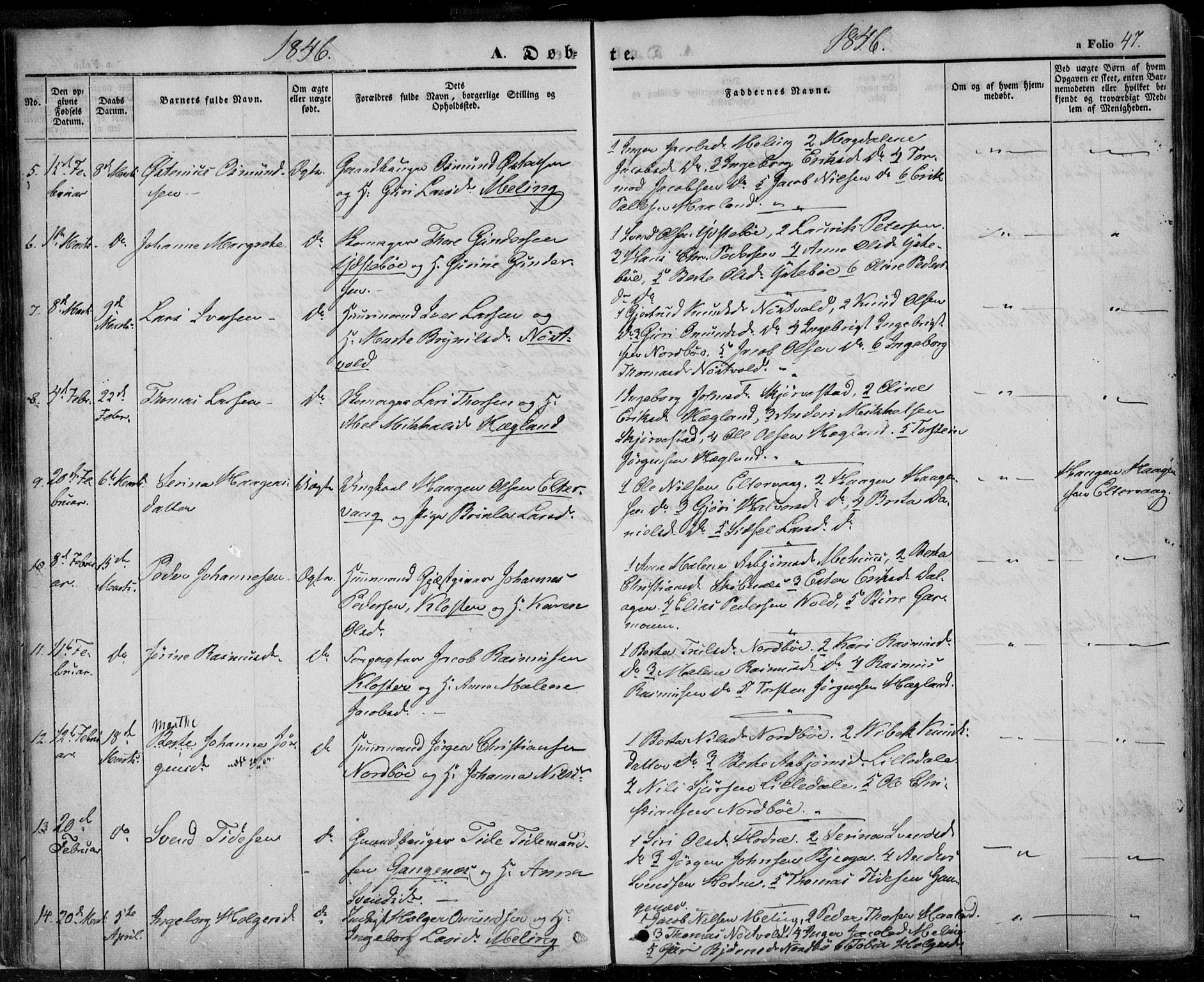 Rennesøy sokneprestkontor, AV/SAST-A -101827/H/Ha/Haa/L0005: Parish register (official) no. A 5, 1838-1859, p. 47