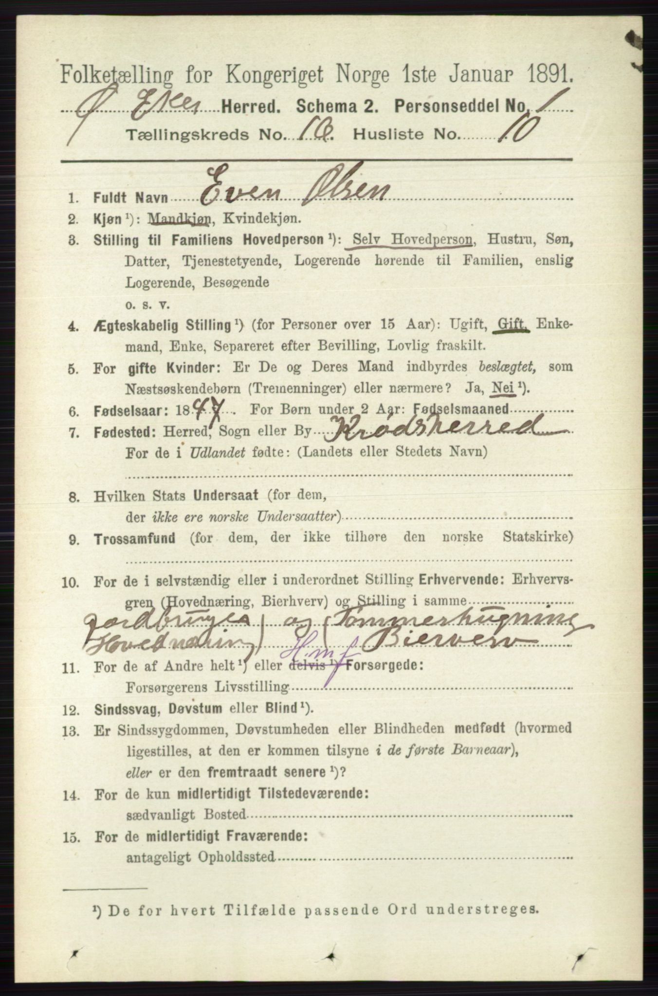 RA, 1891 census for 0624 Øvre Eiker, 1891, p. 7686