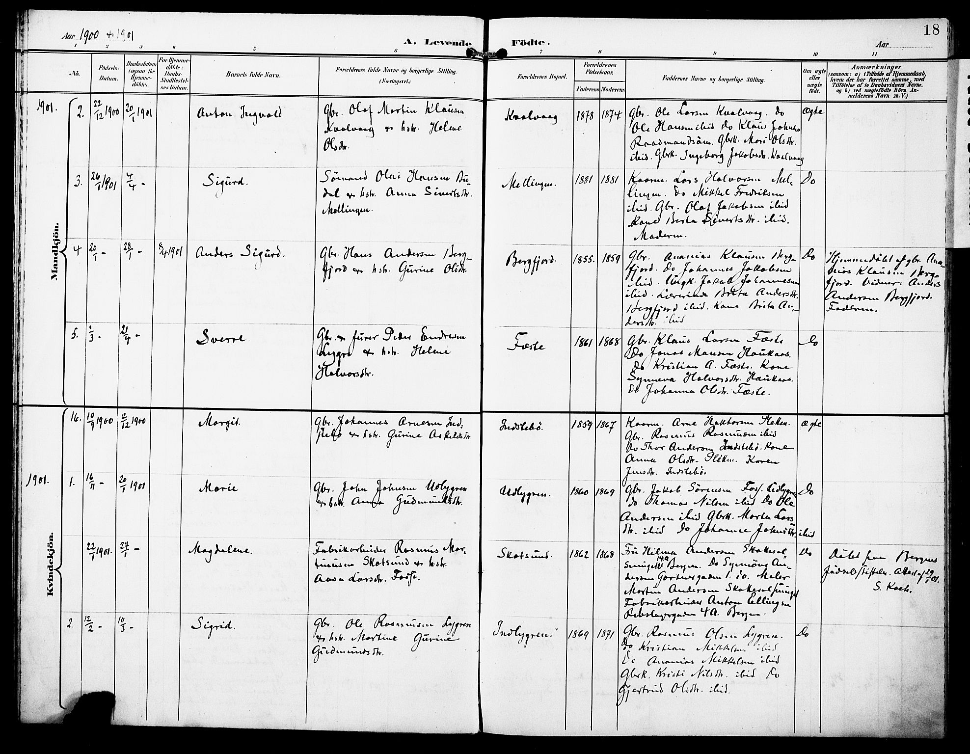 Lindås Sokneprestembete, AV/SAB-A-76701/H/Haa/Haae/L0002: Parish register (official) no. E 2, 1897-1912, p. 18