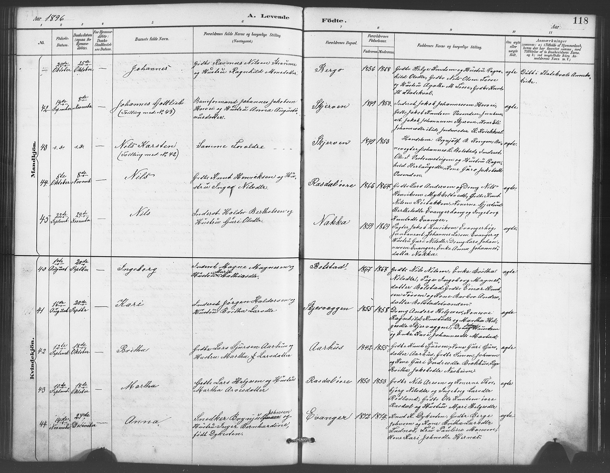 Evanger sokneprestembete, SAB/A-99924: Parish register (copy) no. A 4, 1887-1897, p. 118