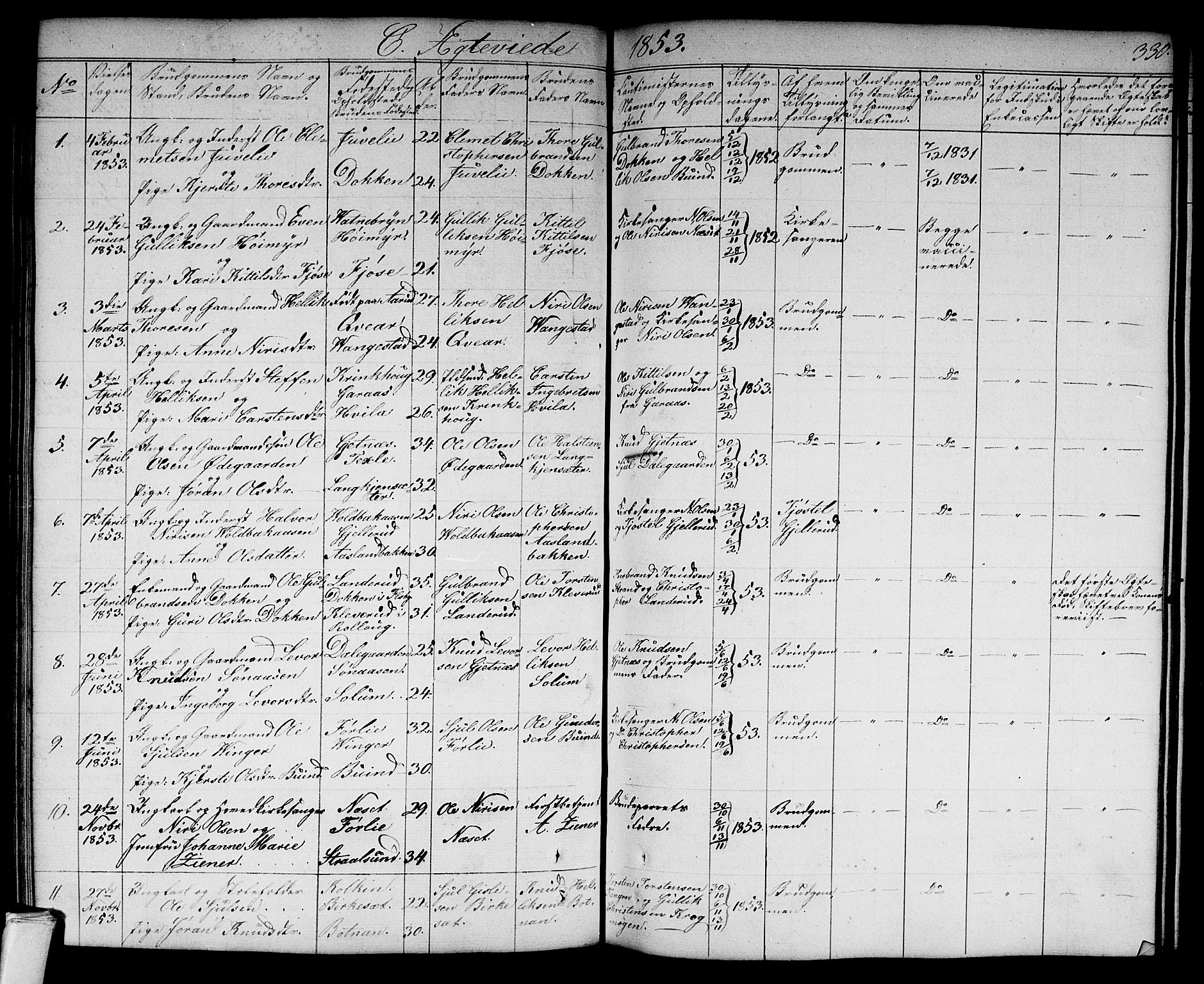 Flesberg kirkebøker, SAKO/A-18/G/Ga/L0002: Parish register (copy) no. I 2, 1834-1860, p. 330