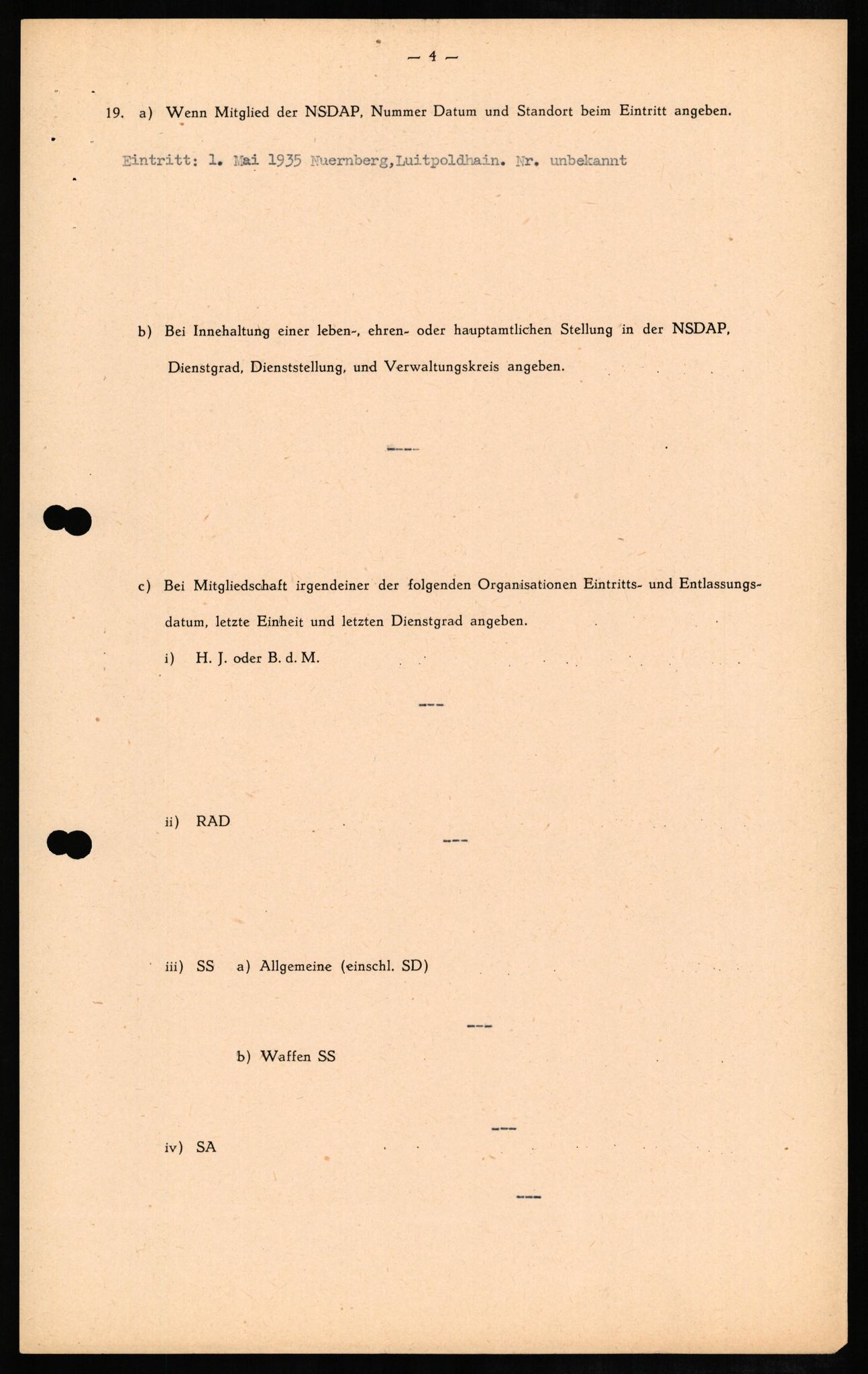 Forsvaret, Forsvarets overkommando II, RA/RAFA-3915/D/Db/L0010: CI Questionaires. Tyske okkupasjonsstyrker i Norge. Tyskere., 1945-1946, p. 395