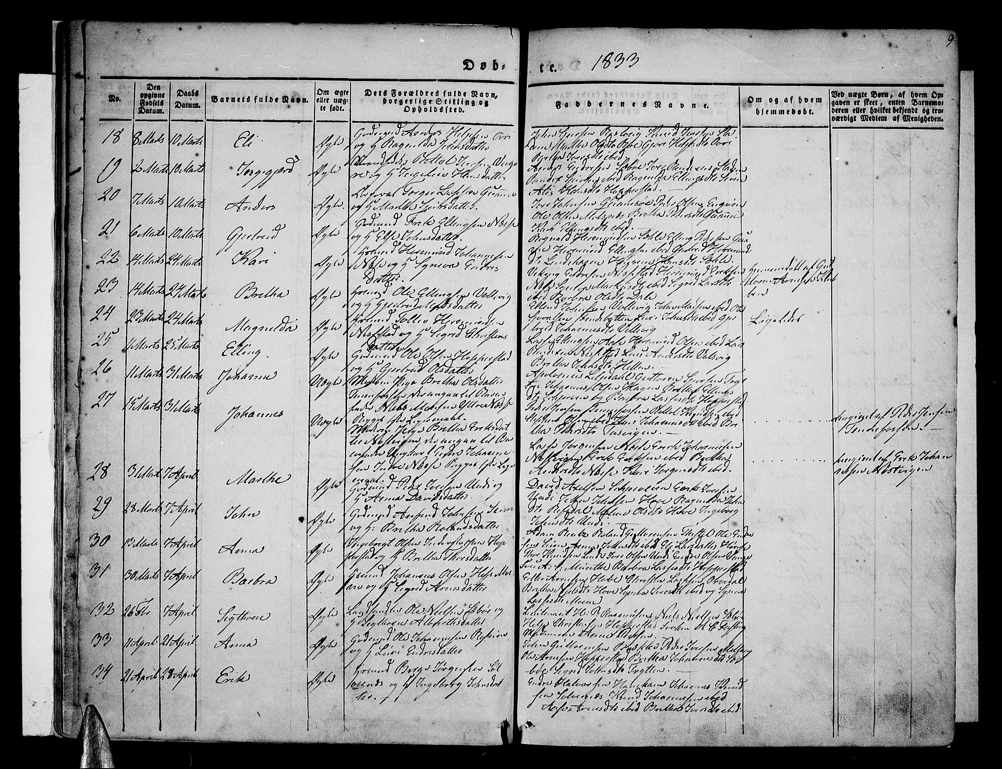 Vik sokneprestembete, AV/SAB-A-81501/H/Haa/Haaa/L0007: Parish register (official) no. A 7, 1831-1845, p. 9