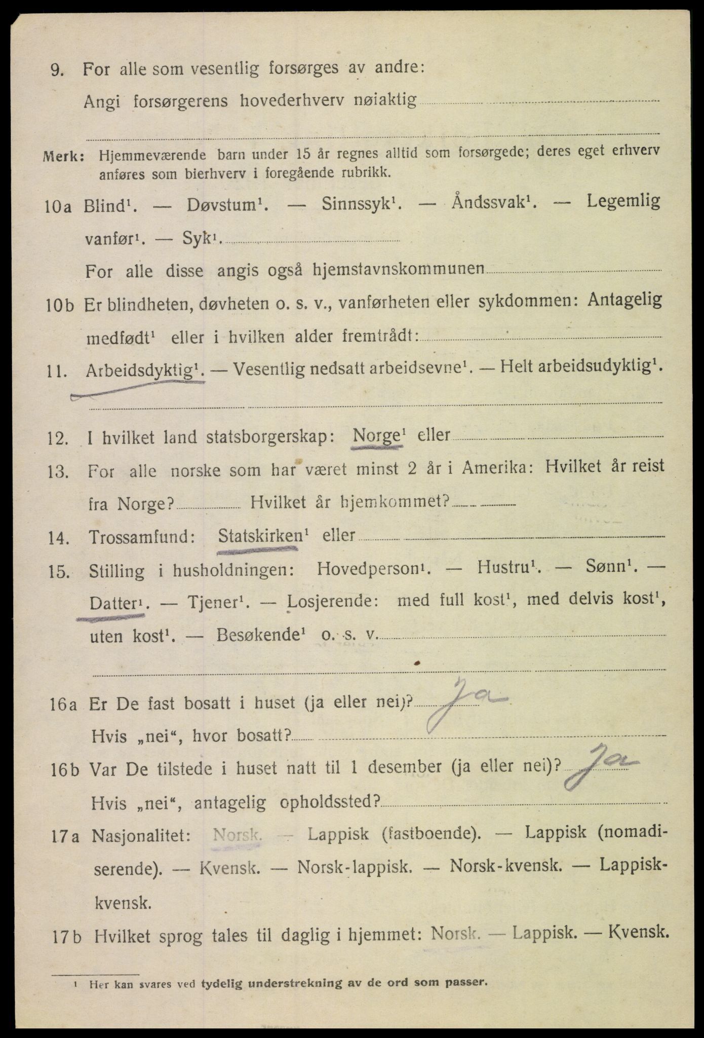 SAT, 1920 census for Gimsøy, 1920, p. 2828