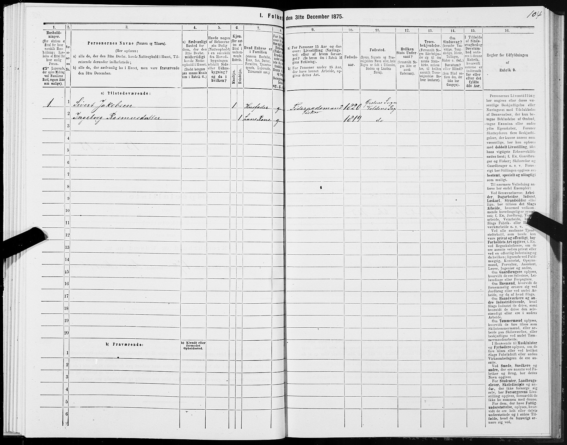 SAT, 1875 census for 1516P Ulstein, 1875, p. 5104