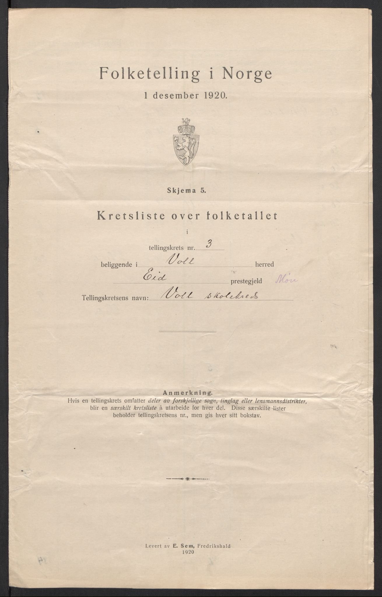 SAT, 1920 census for Voll, 1920, p. 13