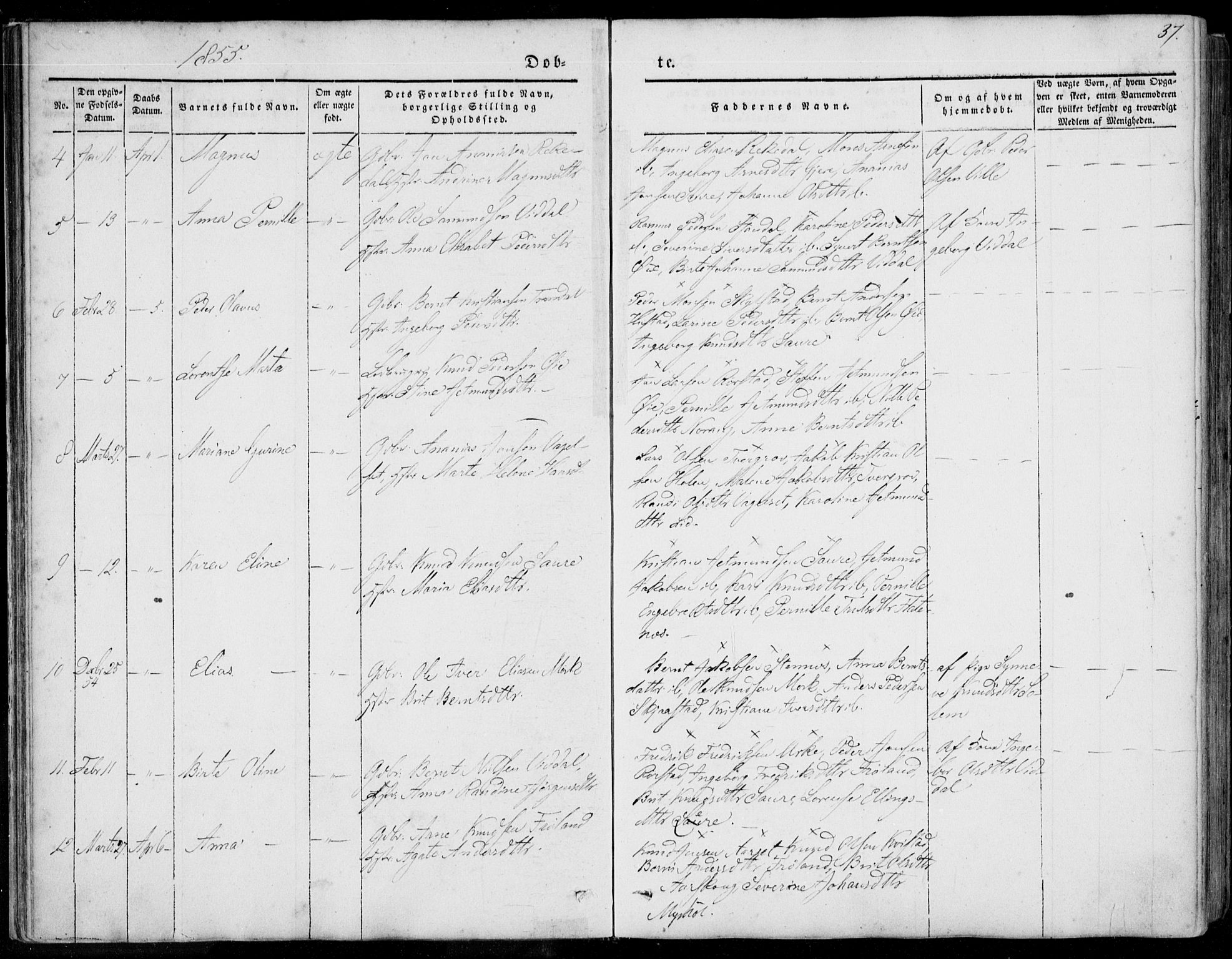 Ministerialprotokoller, klokkerbøker og fødselsregistre - Møre og Romsdal, SAT/A-1454/515/L0209: Parish register (official) no. 515A05, 1847-1868, p. 37