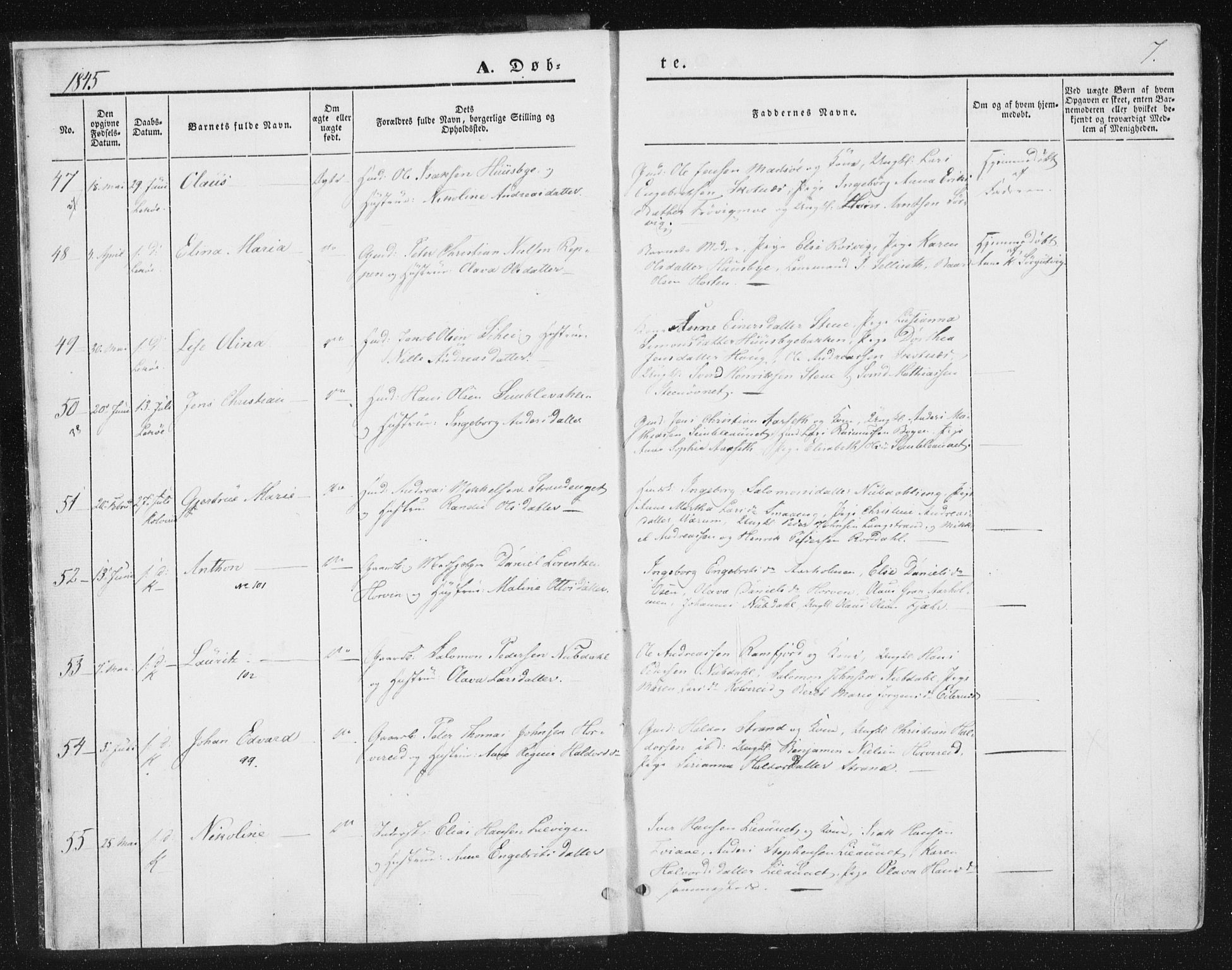 Ministerialprotokoller, klokkerbøker og fødselsregistre - Nord-Trøndelag, AV/SAT-A-1458/780/L0640: Parish register (official) no. 780A05, 1845-1856, p. 7