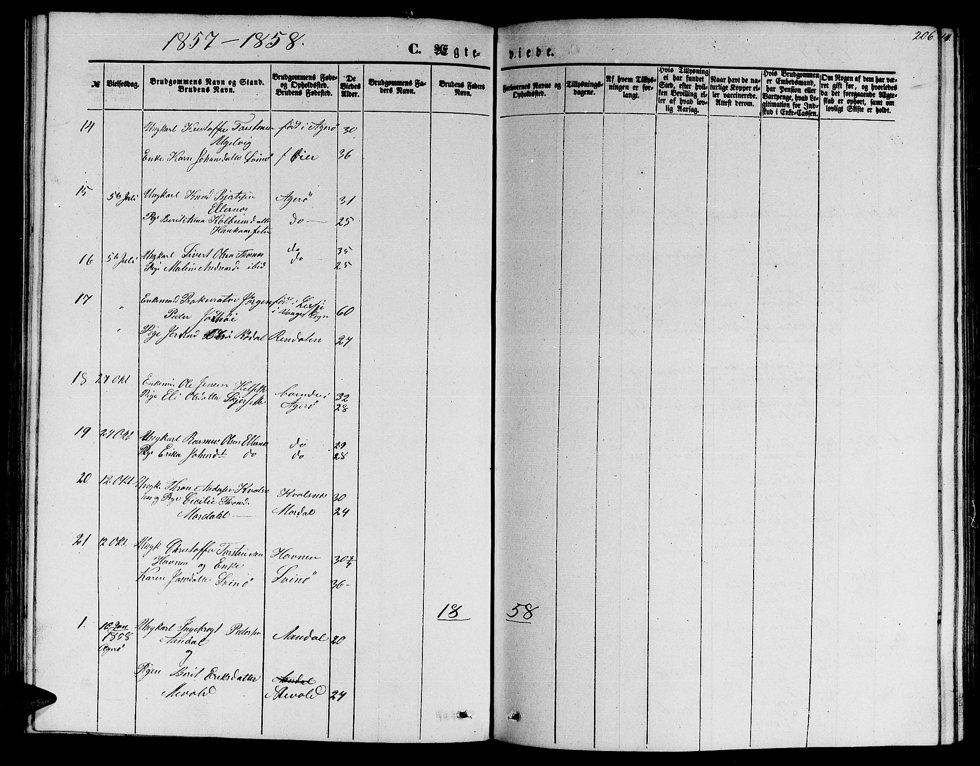 Ministerialprotokoller, klokkerbøker og fødselsregistre - Møre og Romsdal, SAT/A-1454/565/L0753: Parish register (copy) no. 565C02, 1845-1870, p. 206