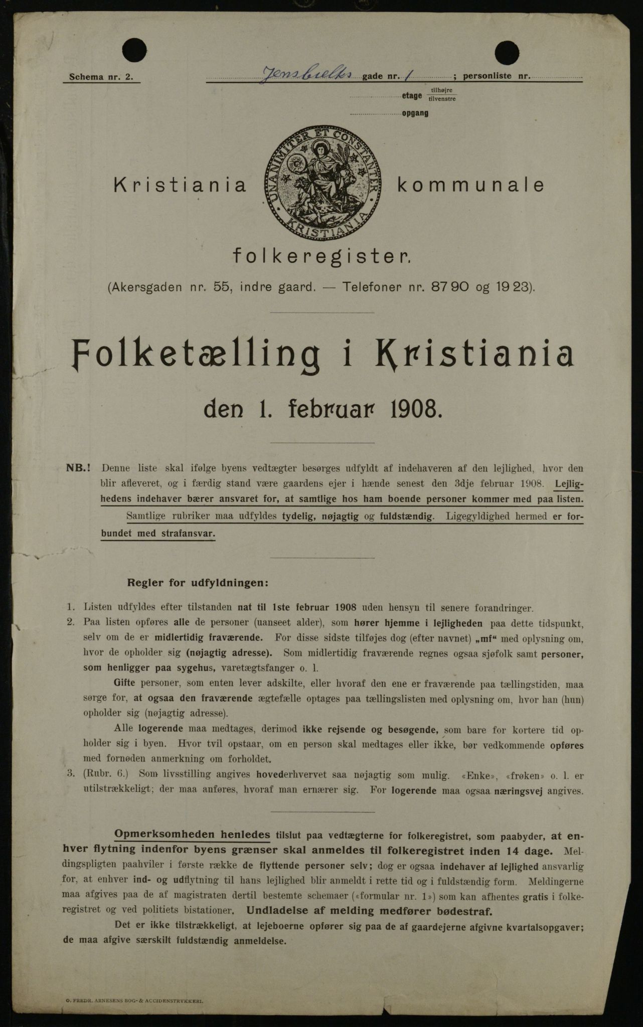 OBA, Municipal Census 1908 for Kristiania, 1908, p. 40633