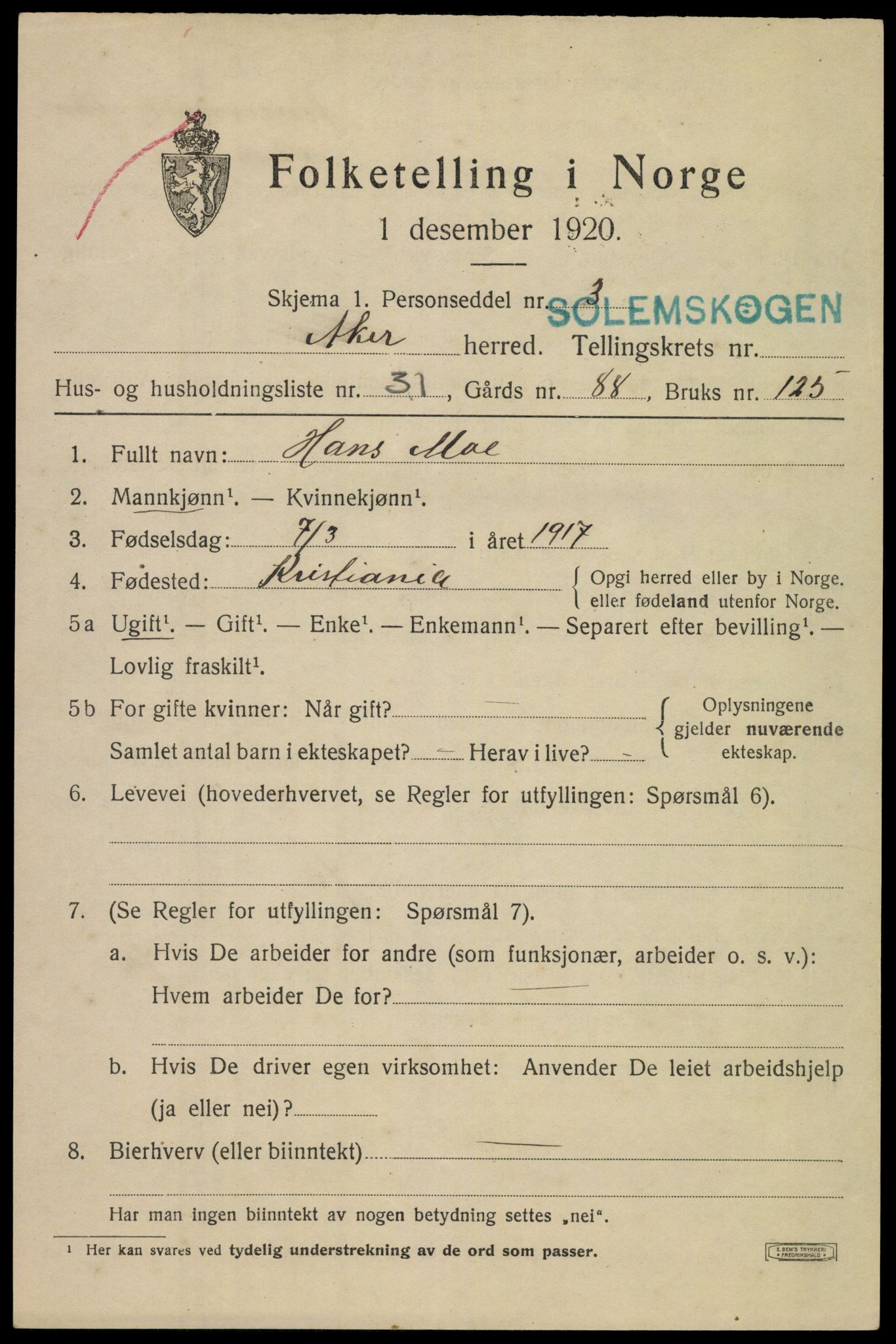 SAO, 1920 census for Aker, 1920, p. 86118