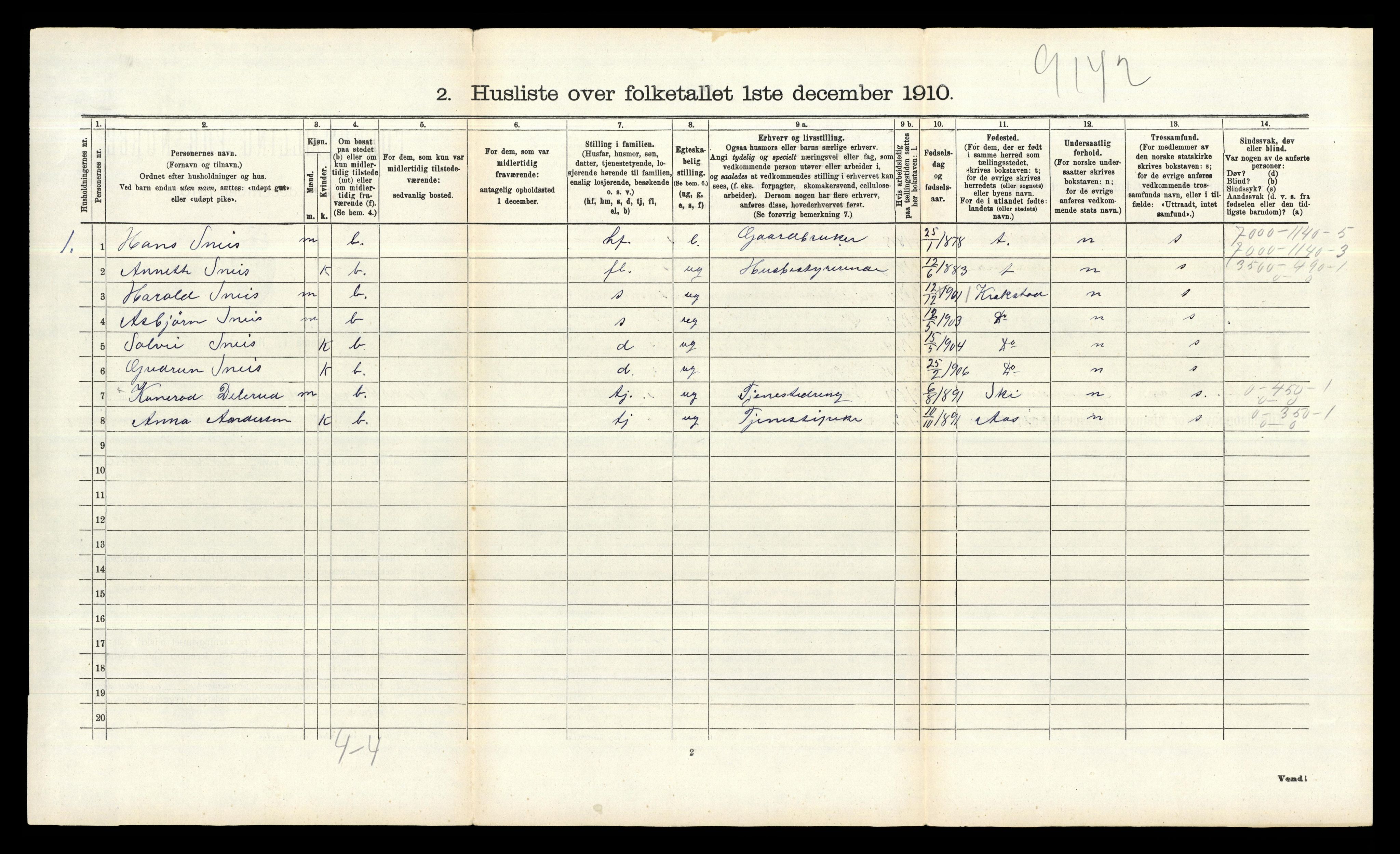 RA, 1910 census for Ås, 1910, p. 658