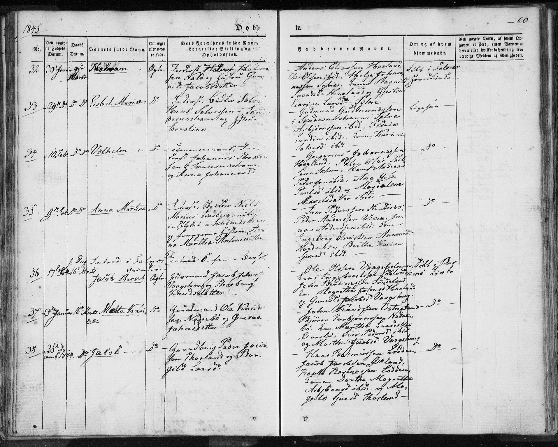 Skudenes sokneprestkontor, AV/SAST-A -101849/H/Ha/Haa/L0002: Parish register (official) no. A 2.1, 1841-1846, p. 60