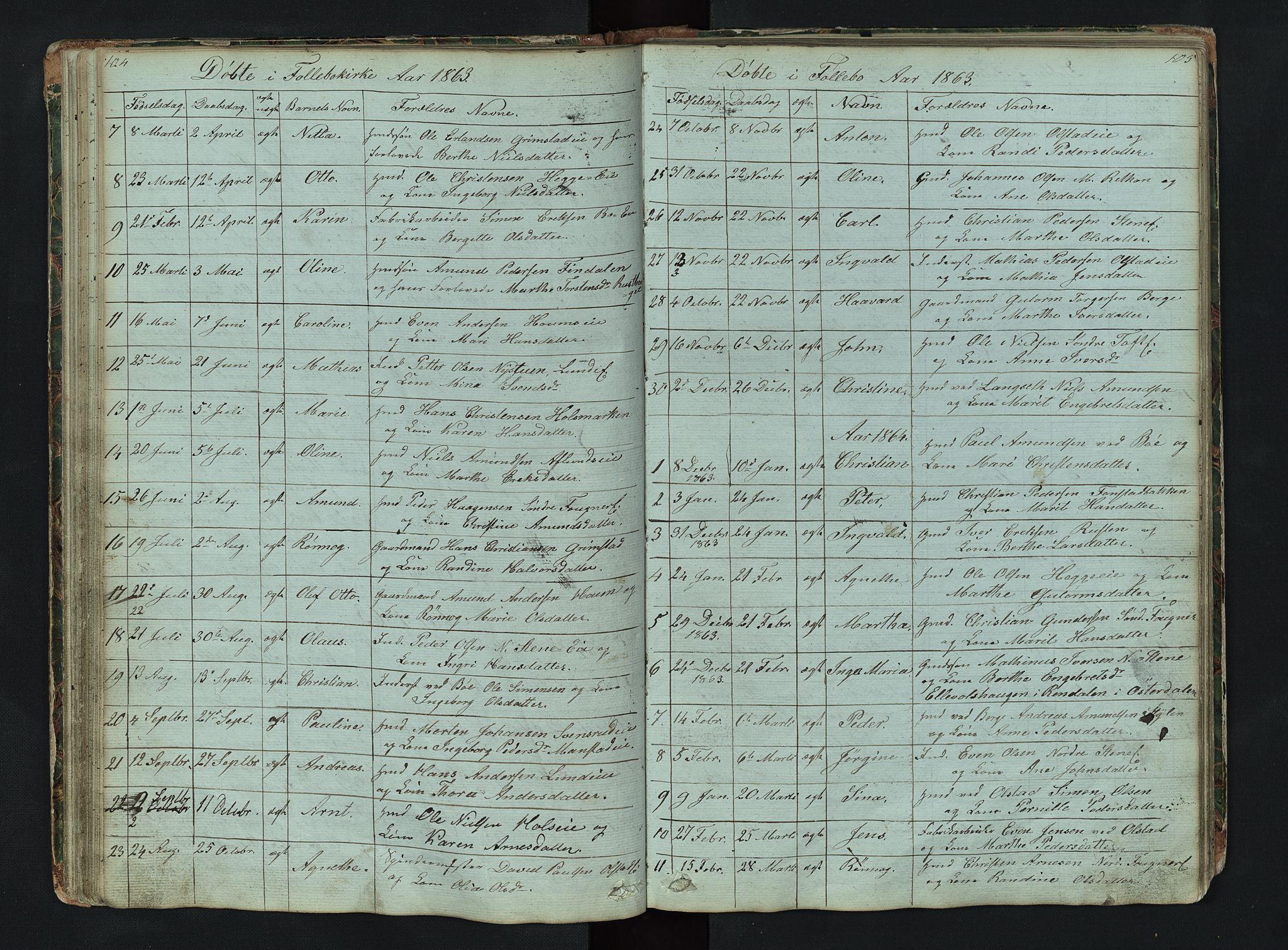 Gausdal prestekontor, SAH/PREST-090/H/Ha/Hab/L0006: Parish register (copy) no. 6, 1846-1893, p. 104-105