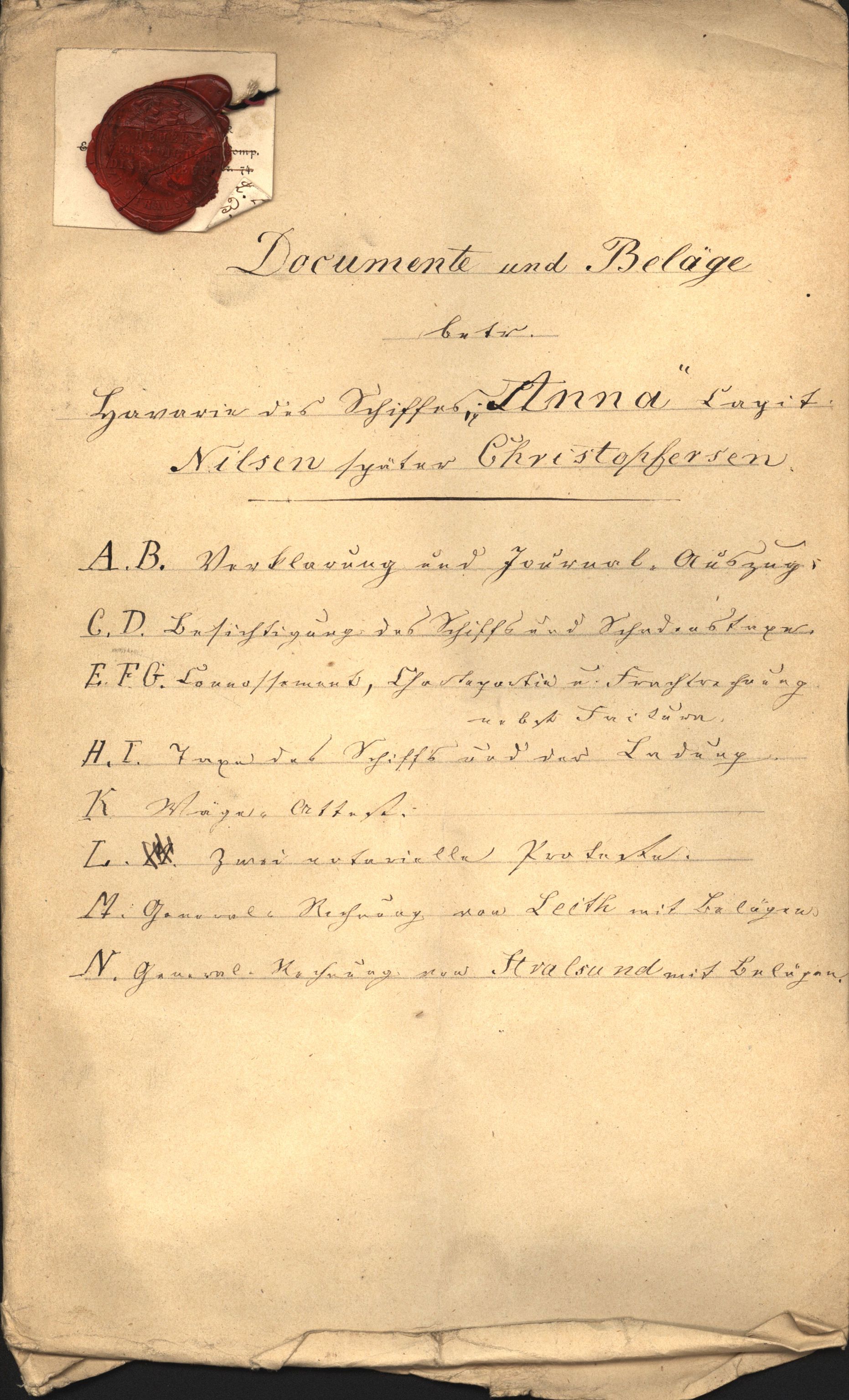 Pa 63 - Østlandske skibsassuranceforening, VEMU/A-1079/G/Ga/L0014/0012: Havaridokumenter / Sophie, Andover, Alliance, Anna, 1882, p. 21