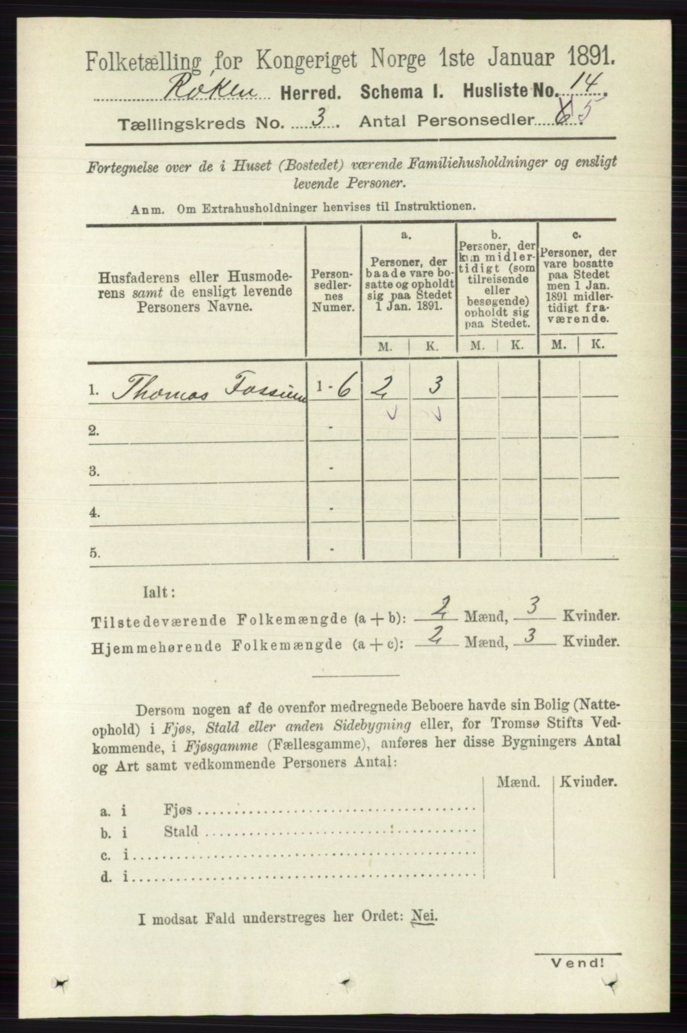 RA, 1891 census for 0627 Røyken, 1891, p. 1122