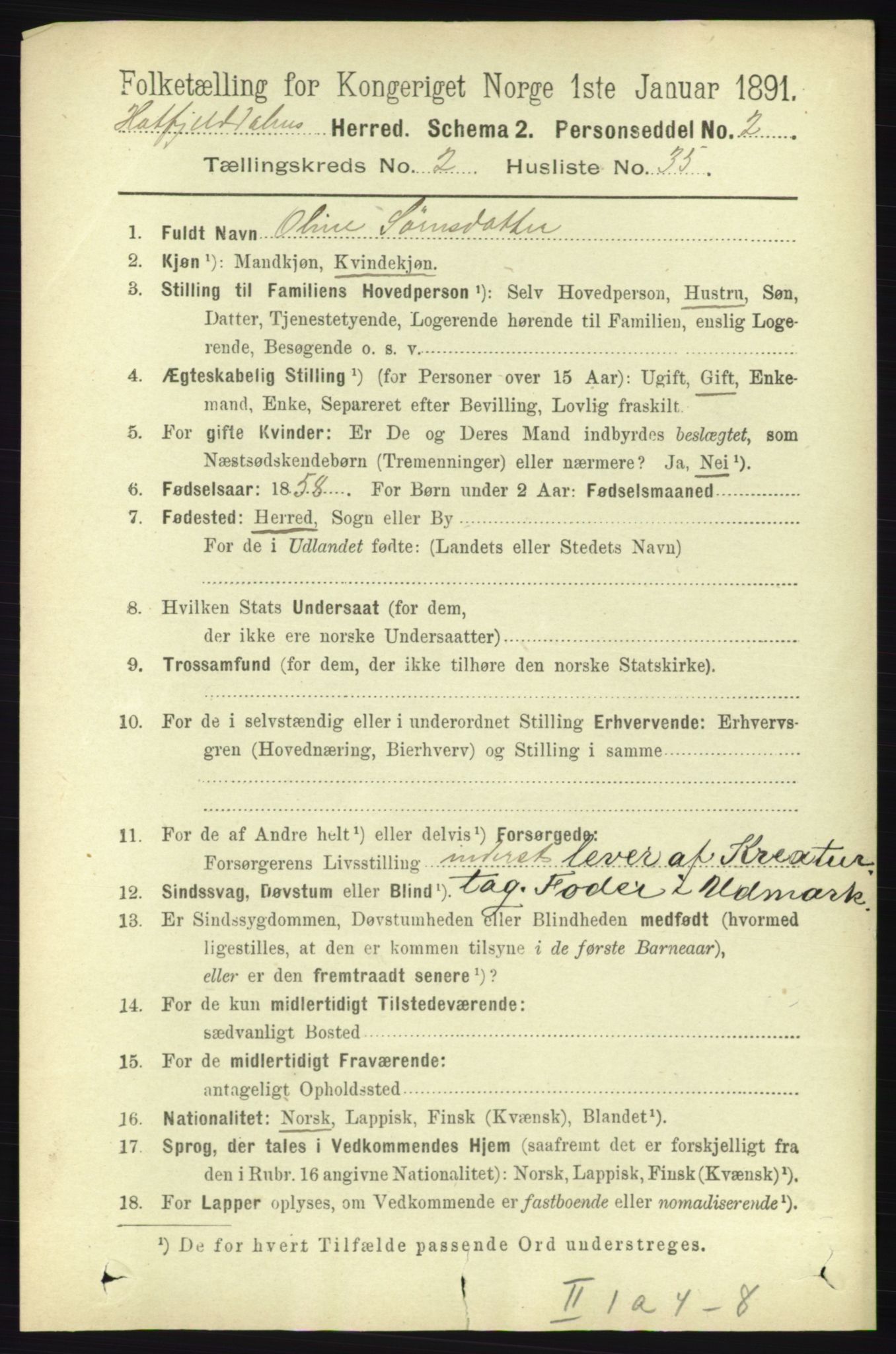 RA, 1891 census for 1826 Hattfjelldal, 1891, p. 592