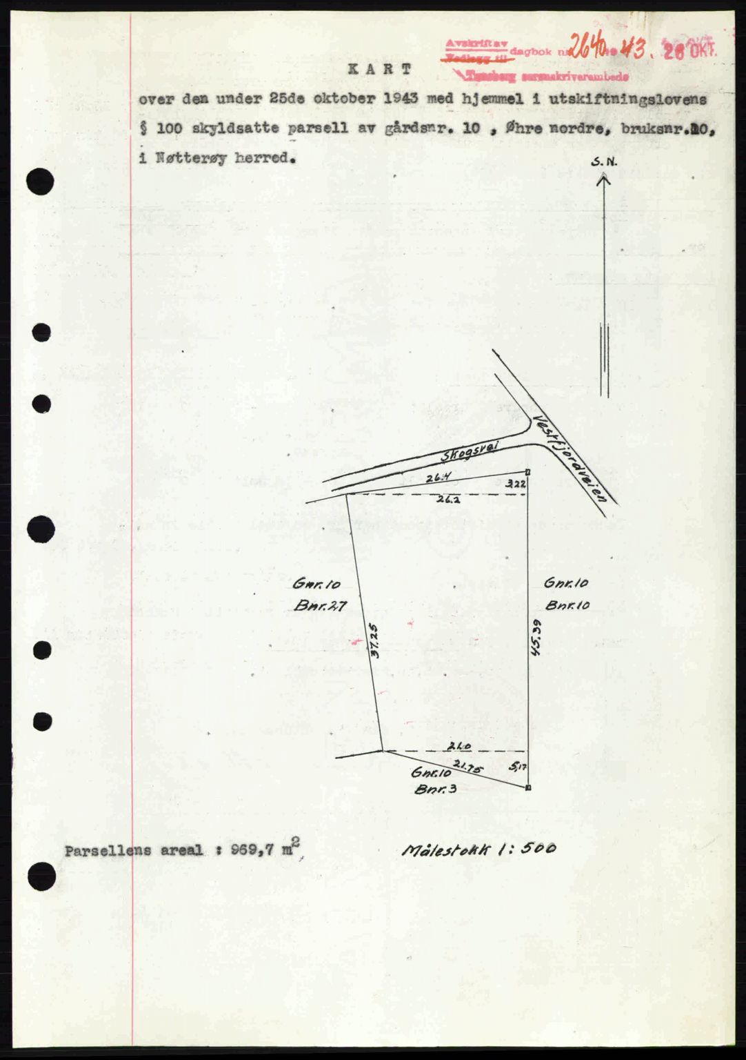 Tønsberg sorenskriveri, AV/SAKO-A-130/G/Ga/Gaa/L0014: Mortgage book no. A14, 1943-1944, Diary no: : 2640/1943