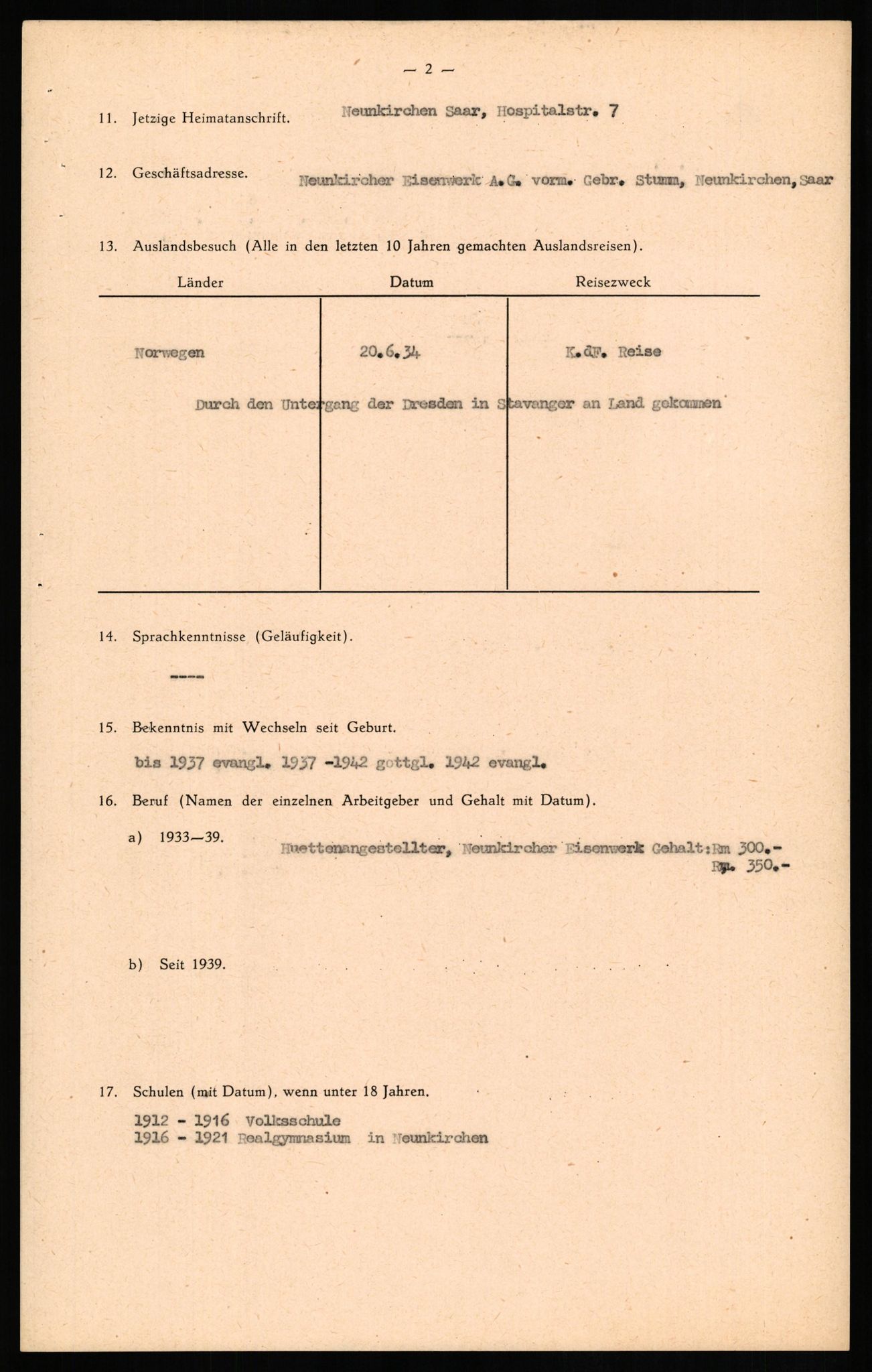 Forsvaret, Forsvarets overkommando II, AV/RA-RAFA-3915/D/Db/L0016: CI Questionaires. Tyske okkupasjonsstyrker i Norge. Tyskere., 1945-1946, p. 847