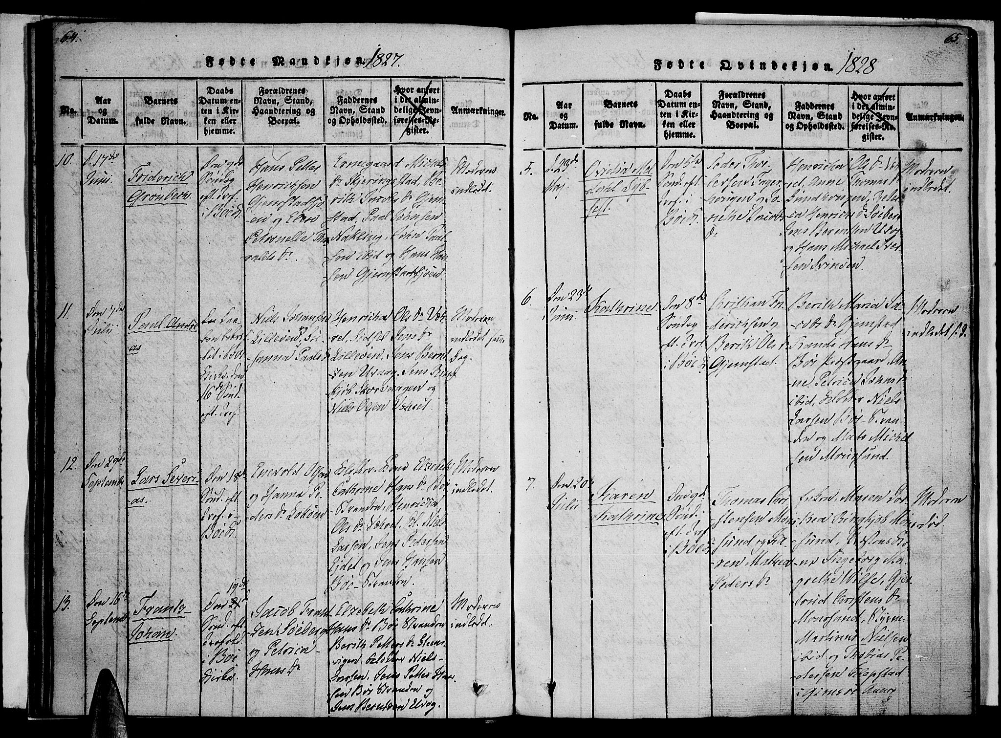 Ministerialprotokoller, klokkerbøker og fødselsregistre - Nordland, AV/SAT-A-1459/891/L1298: Parish register (official) no. 891A03, 1820-1840, p. 64-65