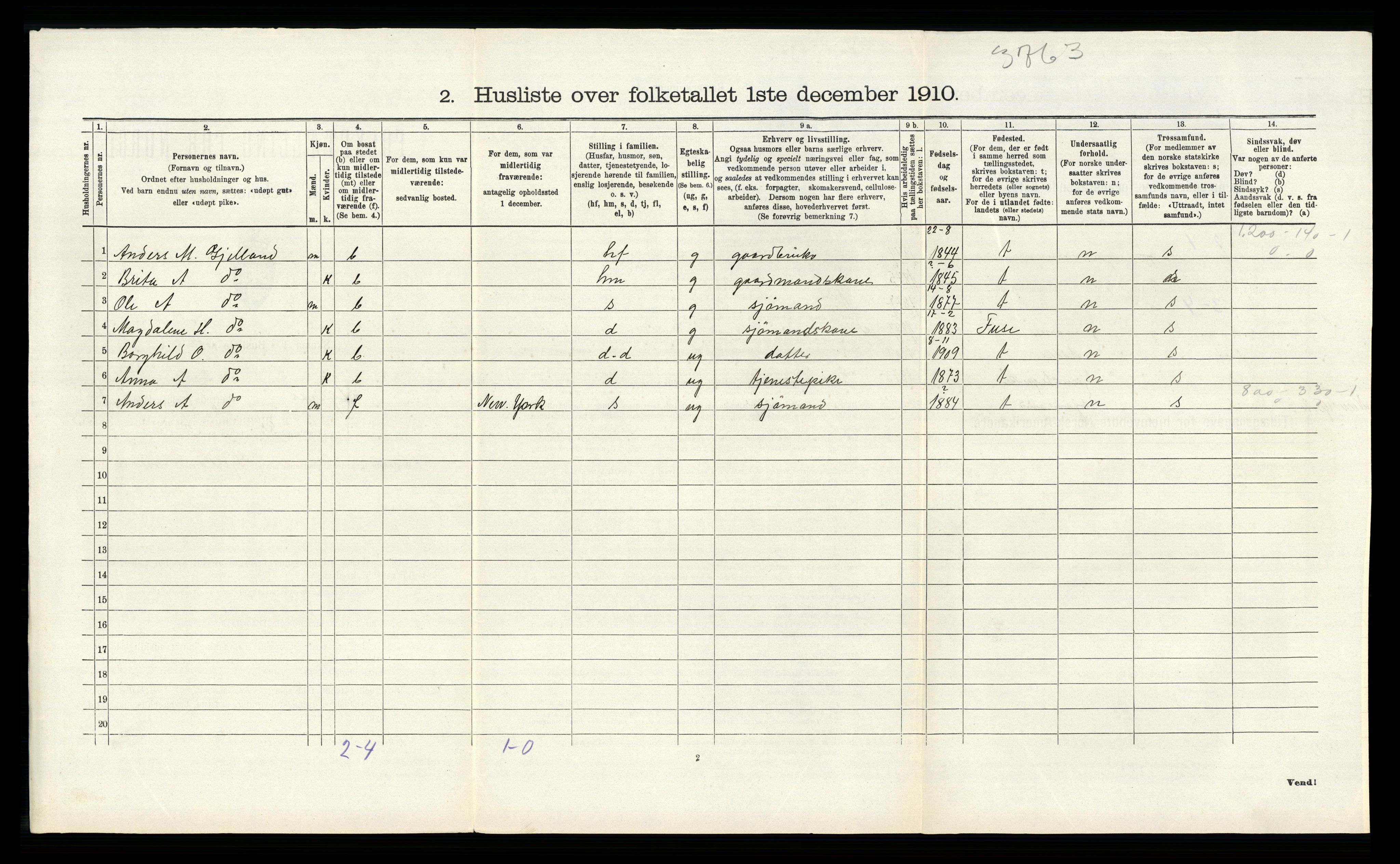 RA, 1910 census for Tysnes, 1910, p. 825