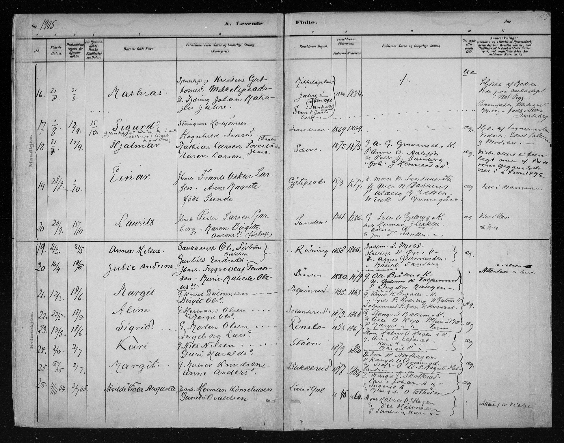 Nes kirkebøker, AV/SAKO-A-236/F/Fa/L0011: Parish register (official) no. 11, 1881-1912, p. 139