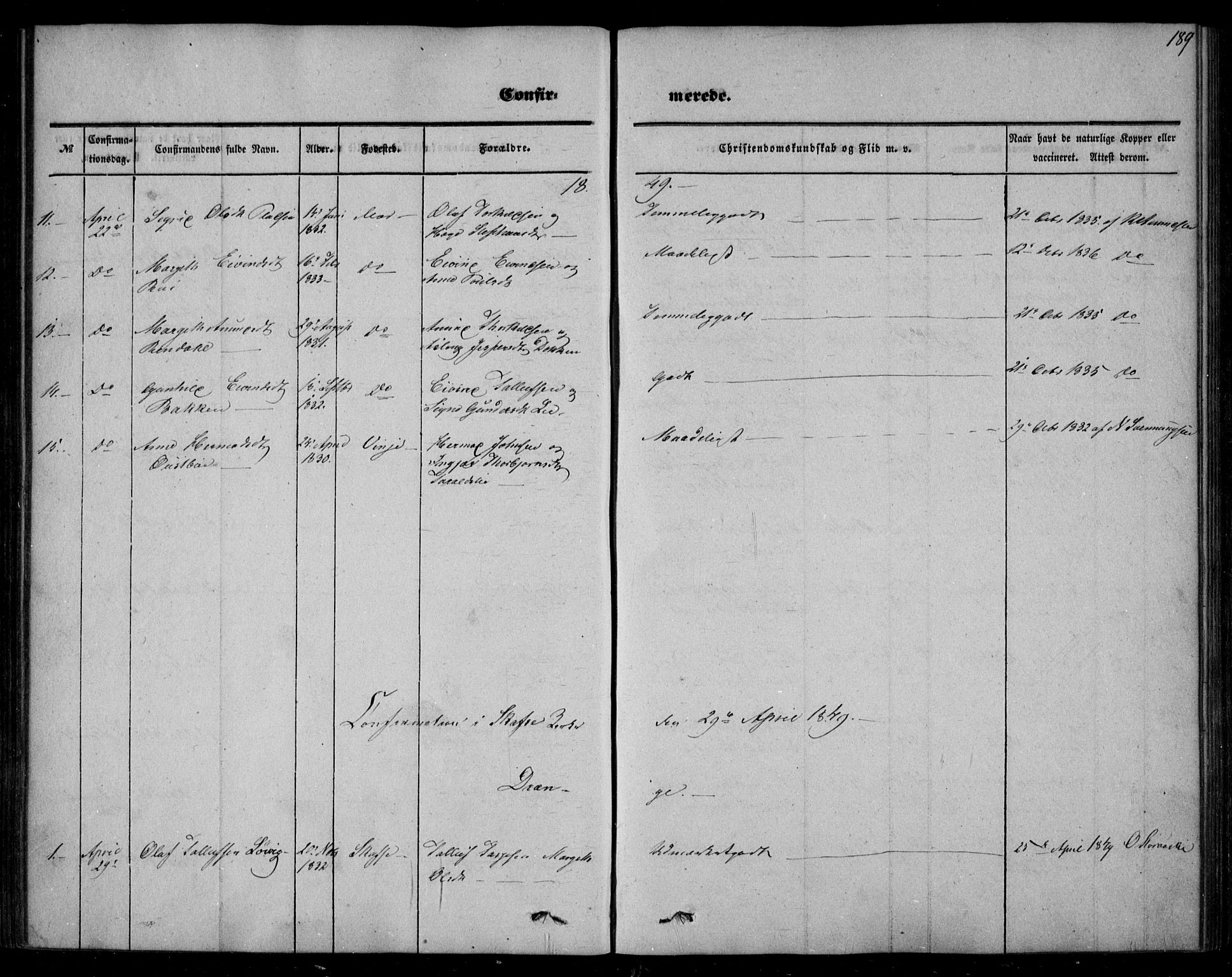 Mo kirkebøker, AV/SAKO-A-286/F/Fa/L0005: Parish register (official) no. I 5, 1844-1864, p. 189