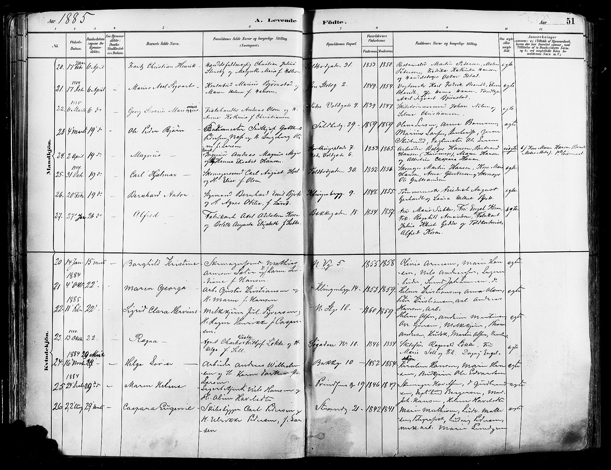 Johannes prestekontor Kirkebøker, AV/SAO-A-10852/F/Fa/L0003: Parish register (official) no. 3, 1882-1896, p. 51