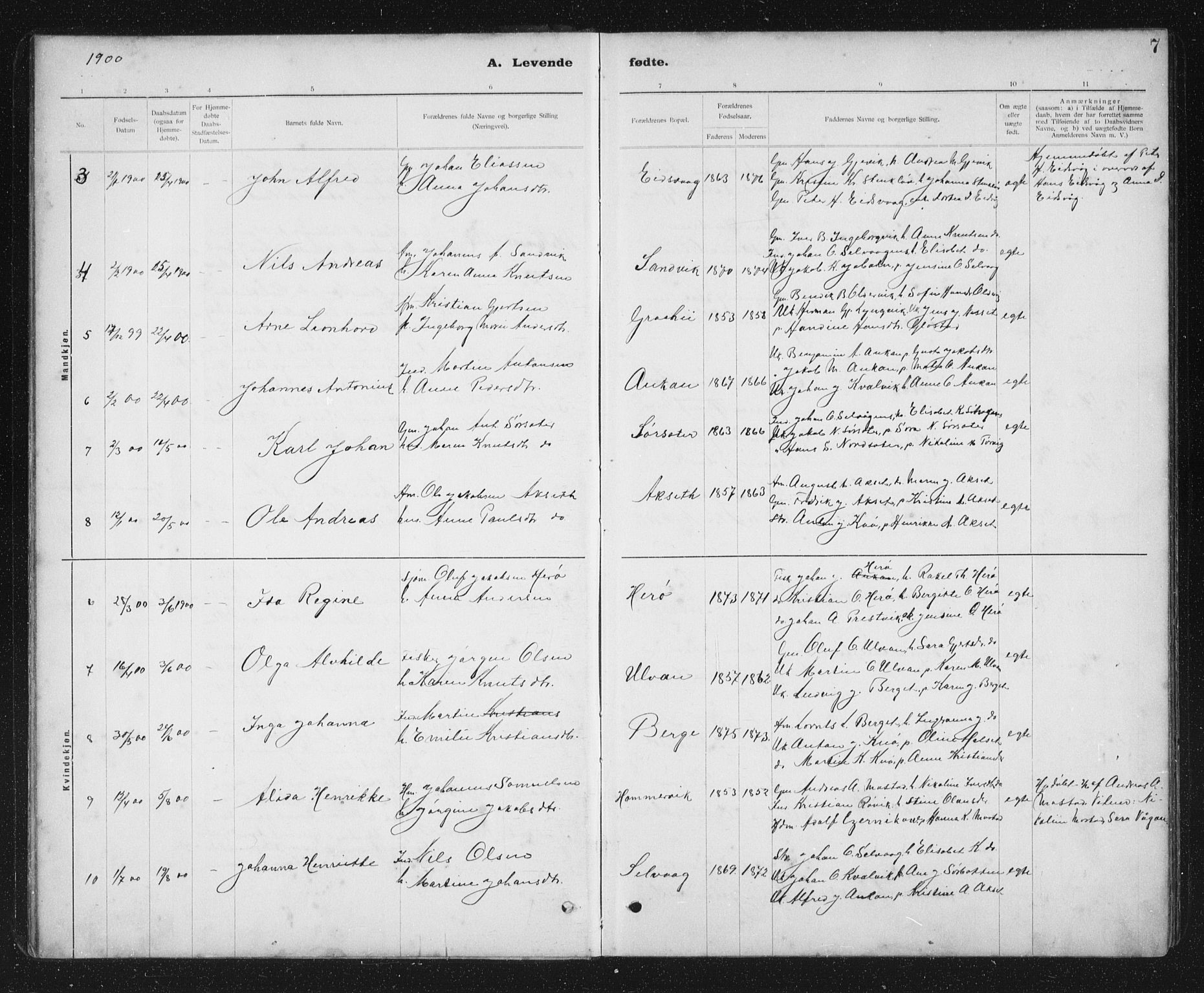 Ministerialprotokoller, klokkerbøker og fødselsregistre - Sør-Trøndelag, SAT/A-1456/637/L0563: Parish register (copy) no. 637C04, 1899-1940, p. 7
