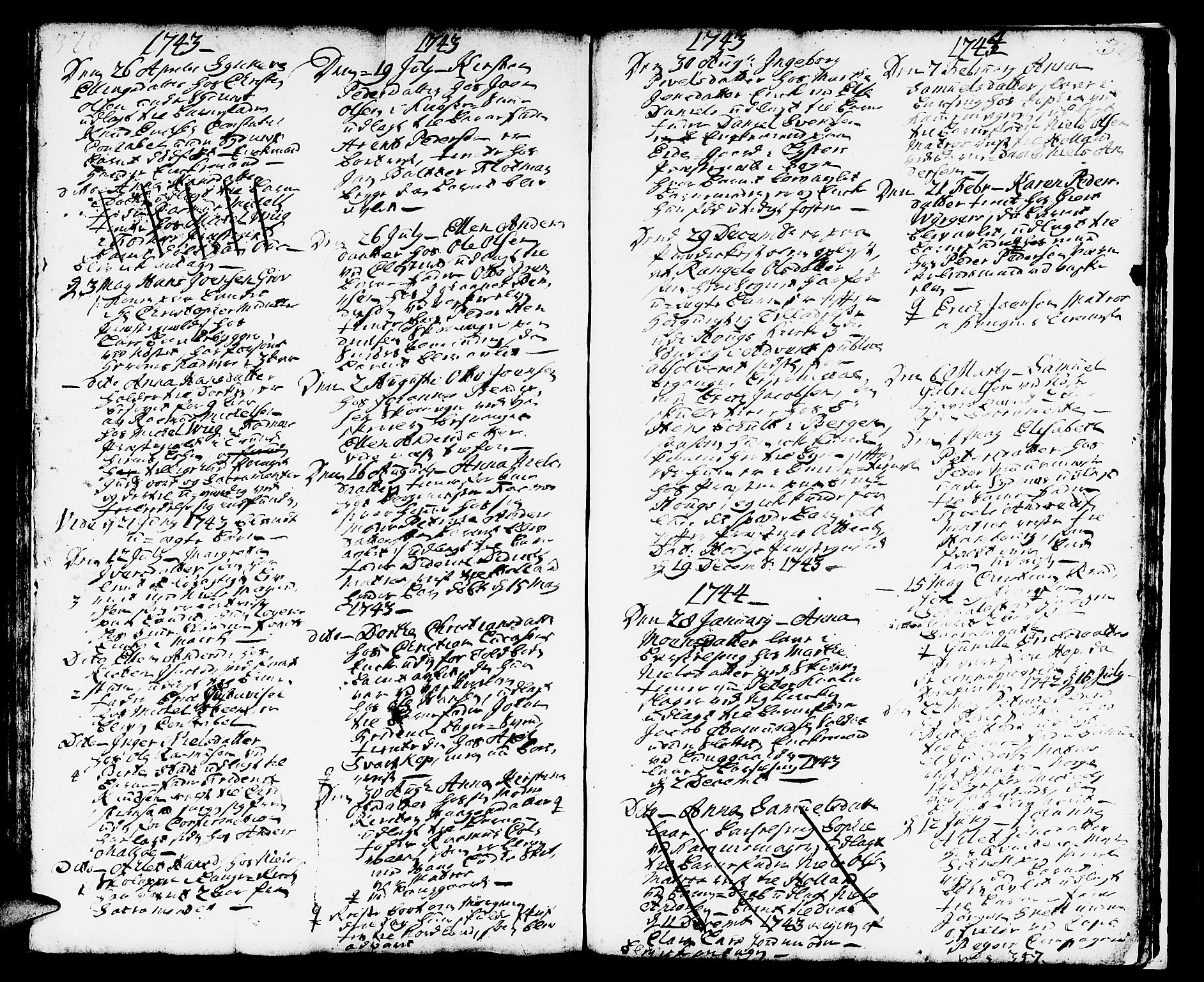 Domkirken sokneprestembete, SAB/A-74801/H/Haa/L0002: Parish register (official) no. A 2, 1733-1750, p. 328-329