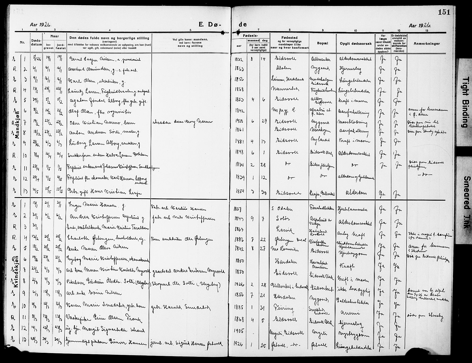 Eidsvoll prestekontor Kirkebøker, AV/SAO-A-10888/G/Ga/L0009: Parish register (copy) no. I 9, 1914-1927, p. 151