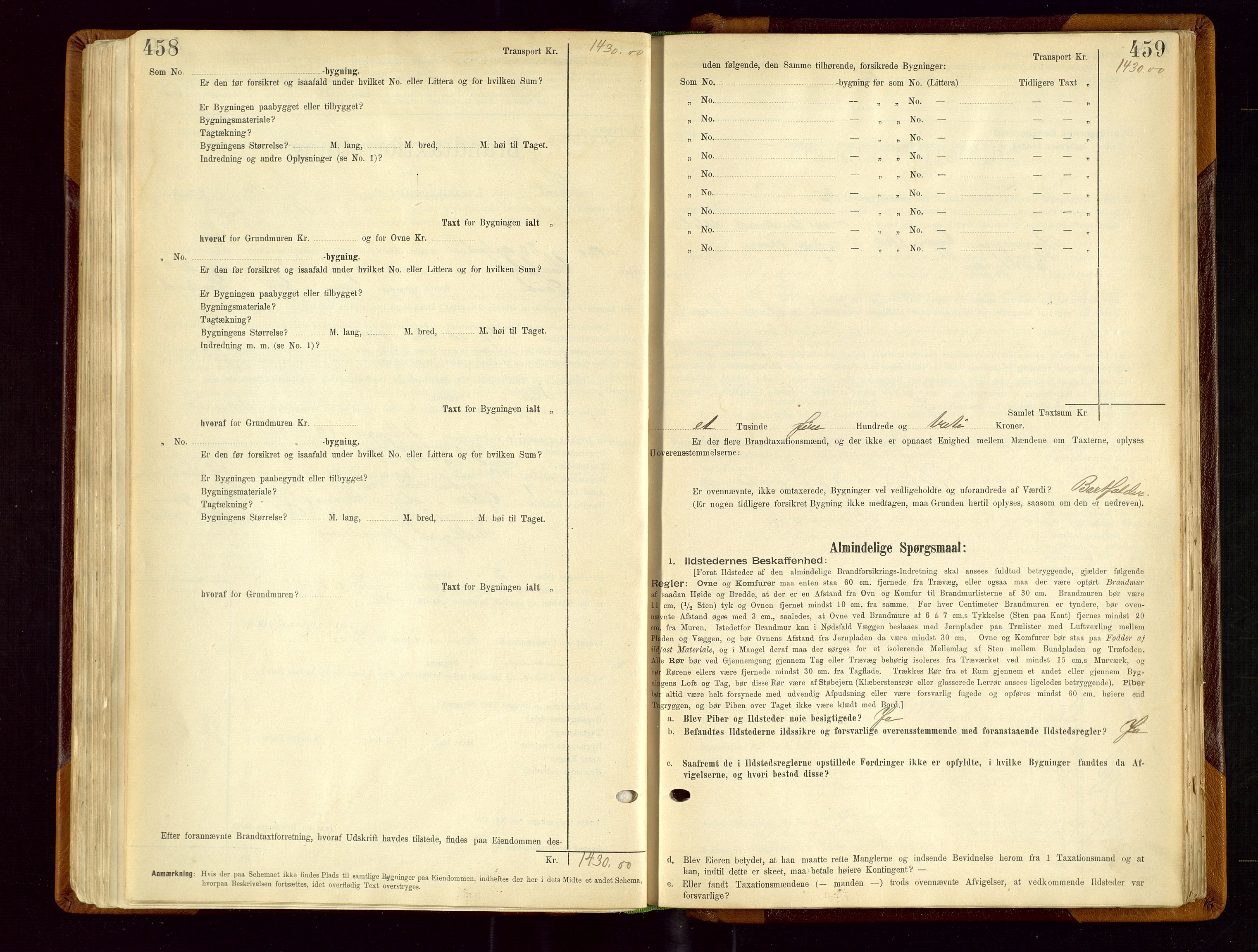 Sauda lensmannskontor, AV/SAST-A-100177/Gob/L0001: Branntakstprotokoll - skjematakst, 1894-1914, p. 458-459