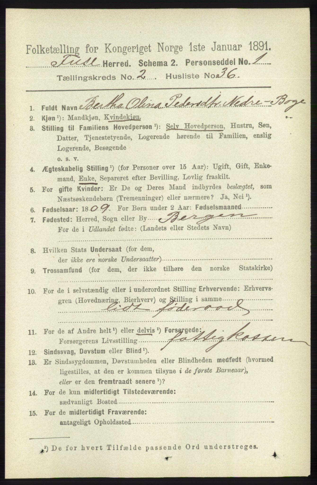 RA, 1891 census for 1241 Fusa, 1891, p. 479