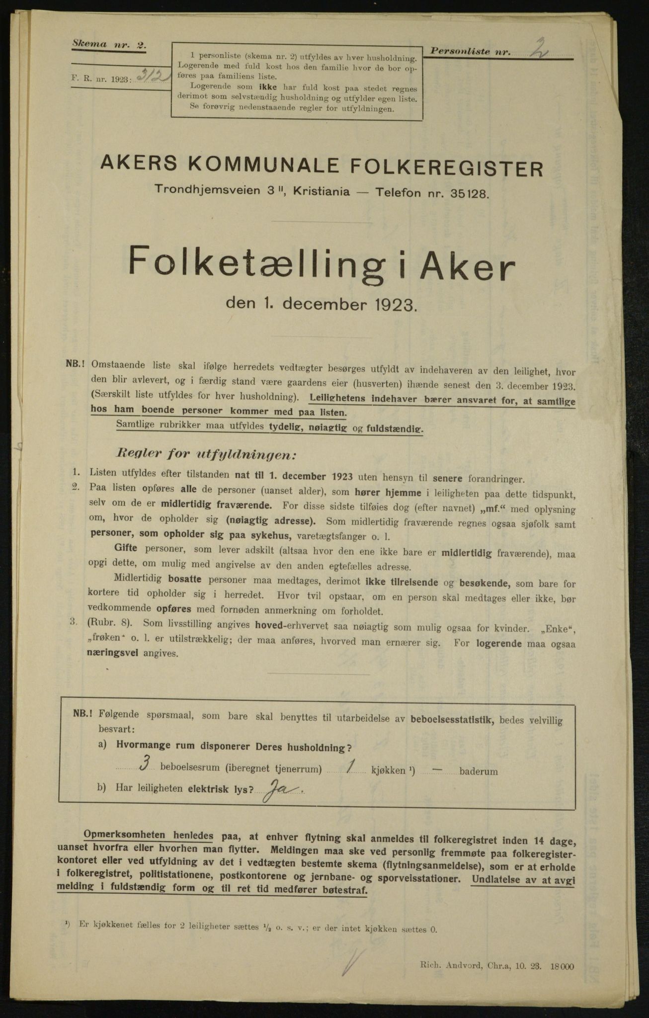 , Municipal Census 1923 for Aker, 1923, p. 24249