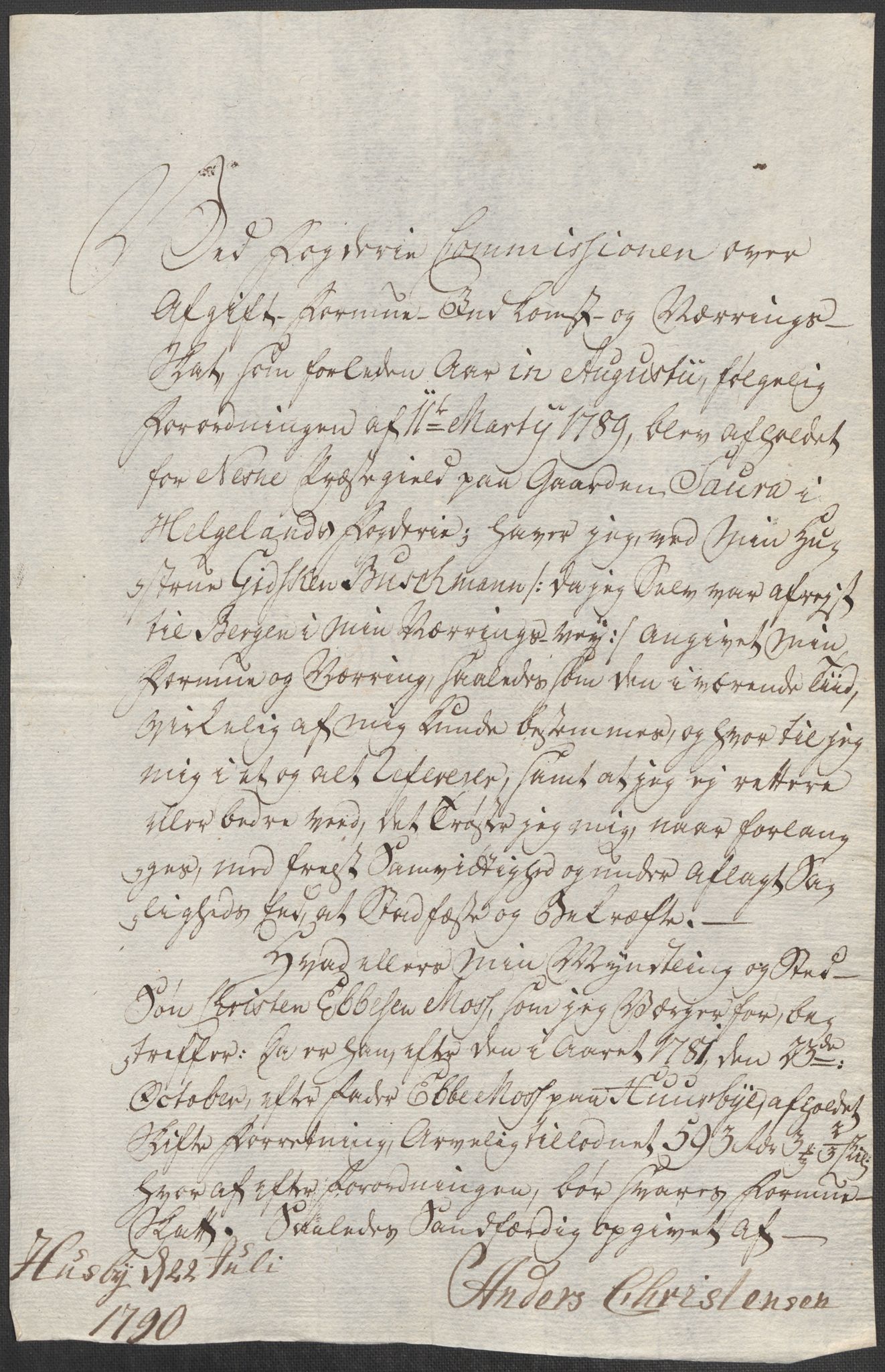 Rentekammeret inntil 1814, Reviderte regnskaper, Mindre regnskaper, AV/RA-EA-4068/Rf/Rfe/L0014: Helgeland fogderi, 1789, p. 10