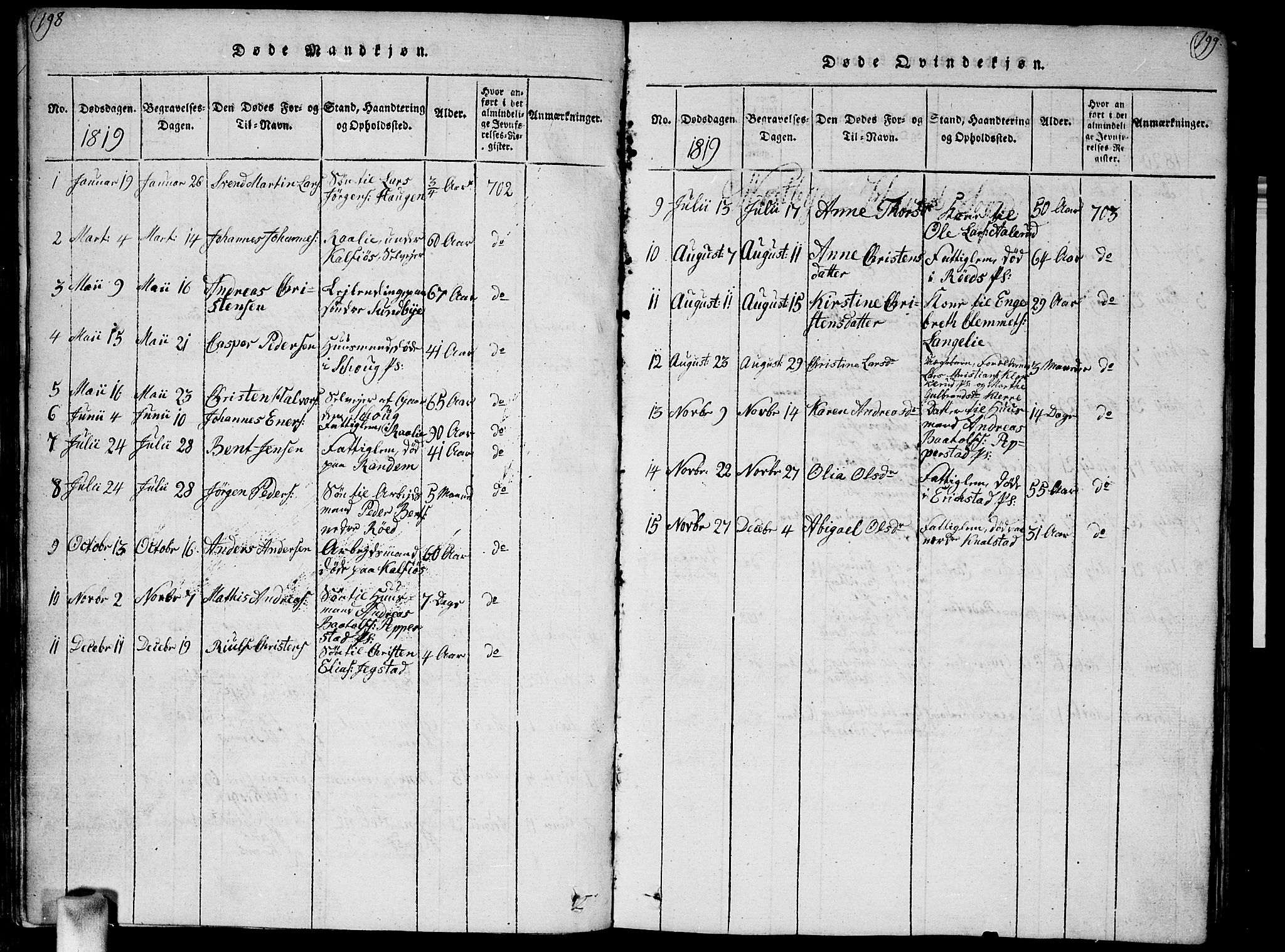 Vestby prestekontor Kirkebøker, AV/SAO-A-10893/F/Fa/L0005: Parish register (official) no. I 5, 1814-1827, p. 198-199