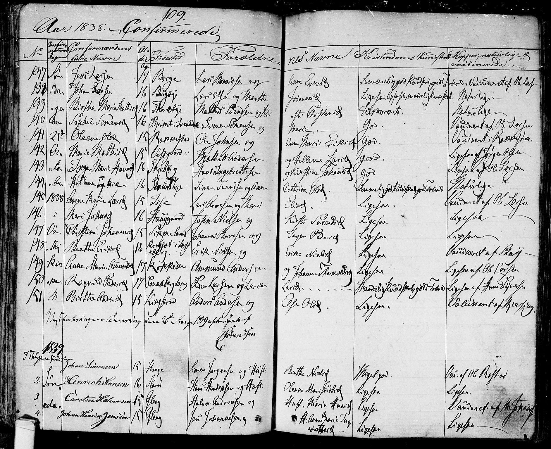 Tune prestekontor Kirkebøker, SAO/A-2007/F/Fa/L0008: Parish register (official) no. 8, 1837-1841, p. 109