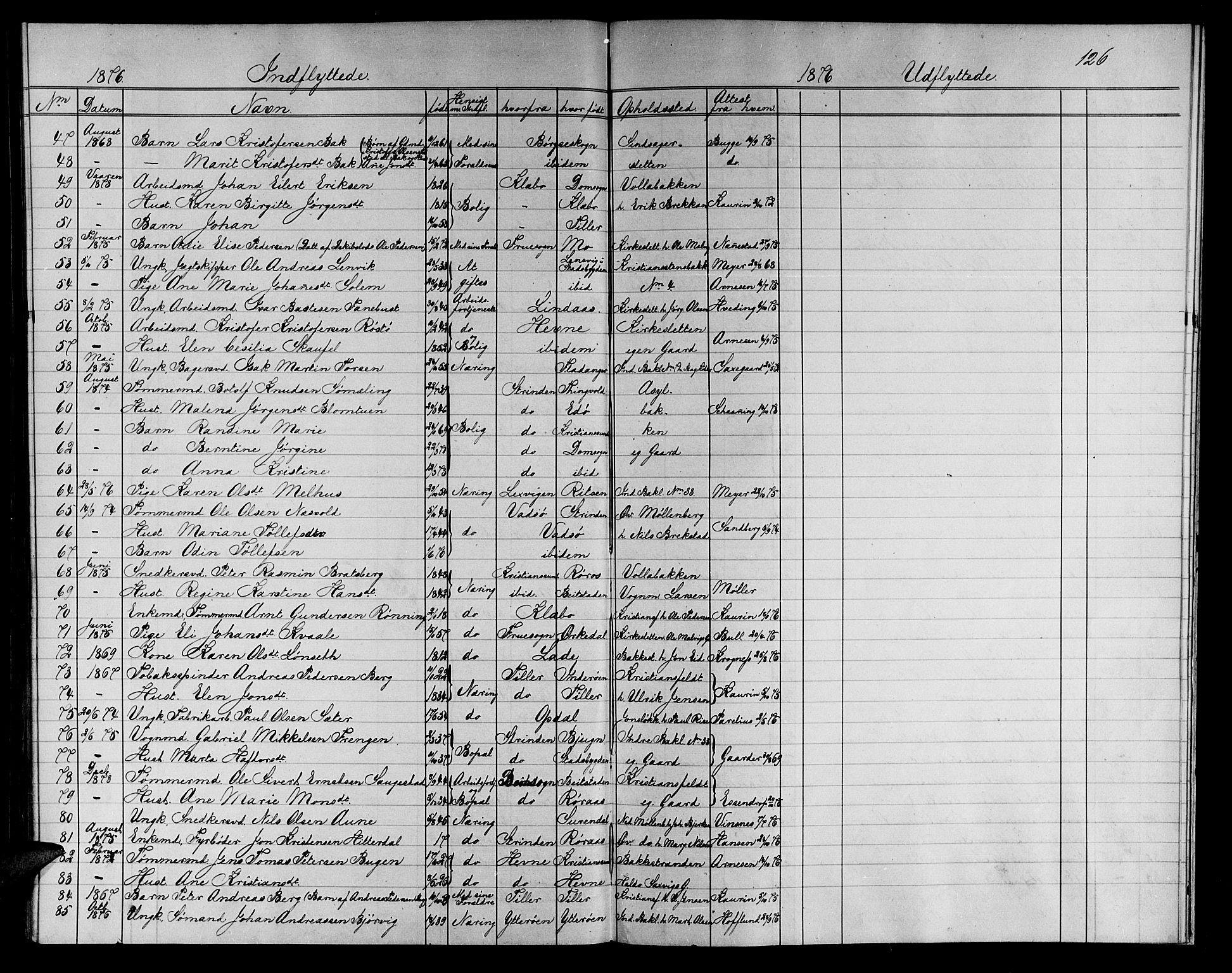 Ministerialprotokoller, klokkerbøker og fødselsregistre - Sør-Trøndelag, SAT/A-1456/604/L0221: Parish register (copy) no. 604C04, 1870-1885, p. 126