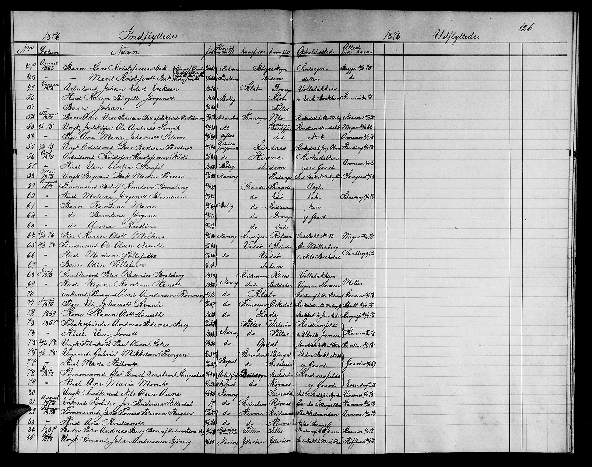 Ministerialprotokoller, klokkerbøker og fødselsregistre - Sør-Trøndelag, AV/SAT-A-1456/604/L0221: Parish register (copy) no. 604C04, 1870-1885, p. 126