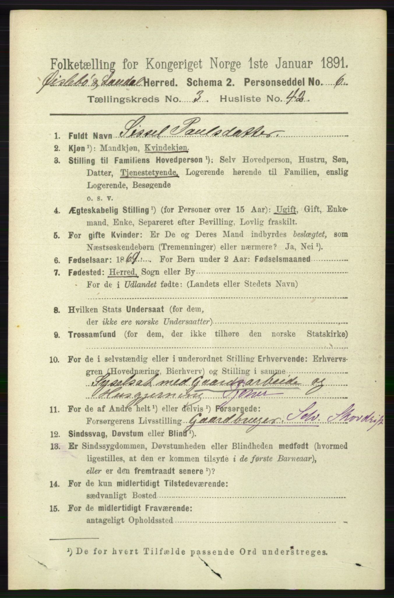 RA, 1891 census for 1021 Øyslebø og Laudal, 1891, p. 947