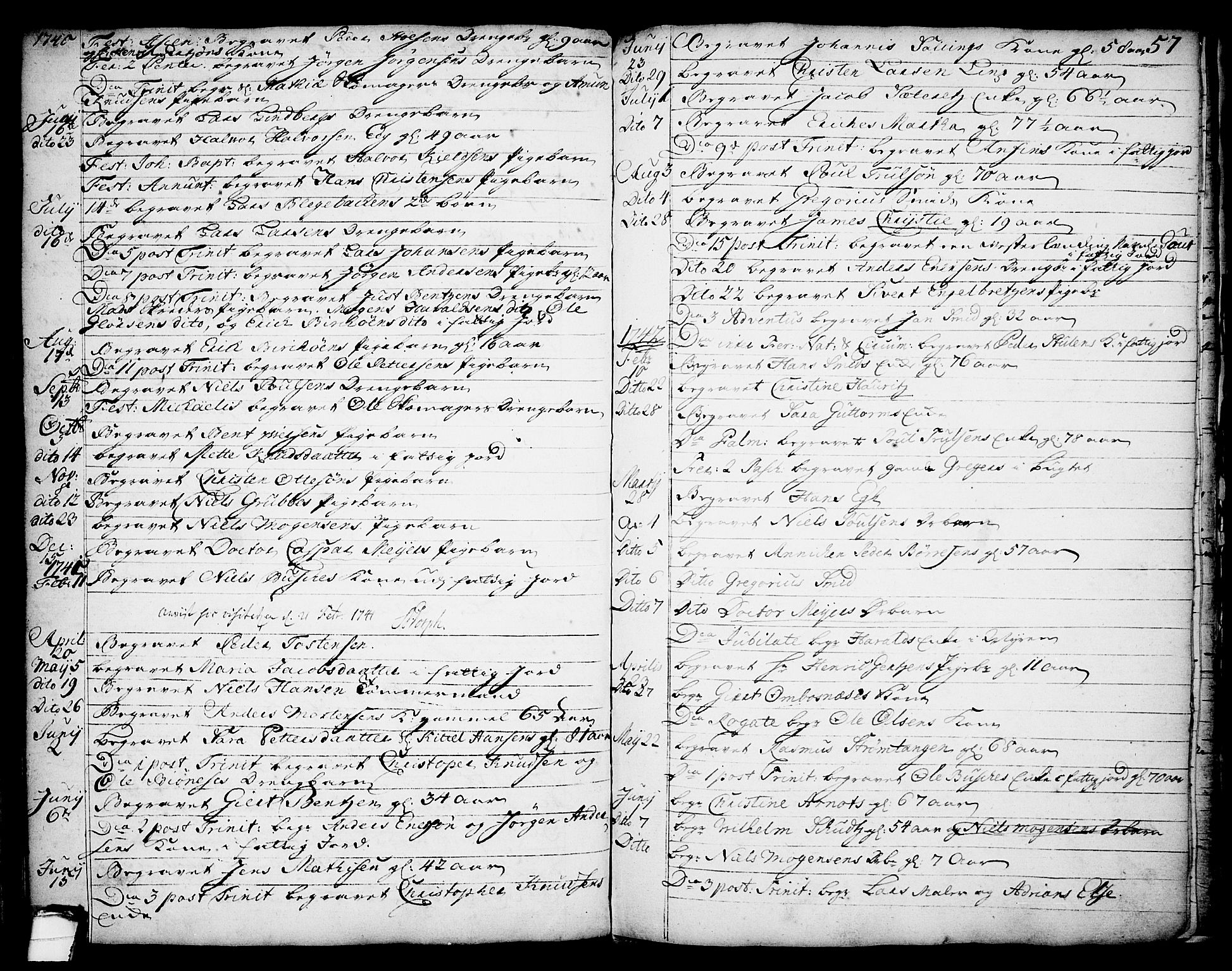 Brevik kirkebøker, AV/SAKO-A-255/F/Fa/L0002: Parish register (official) no. 2, 1720-1764, p. 57