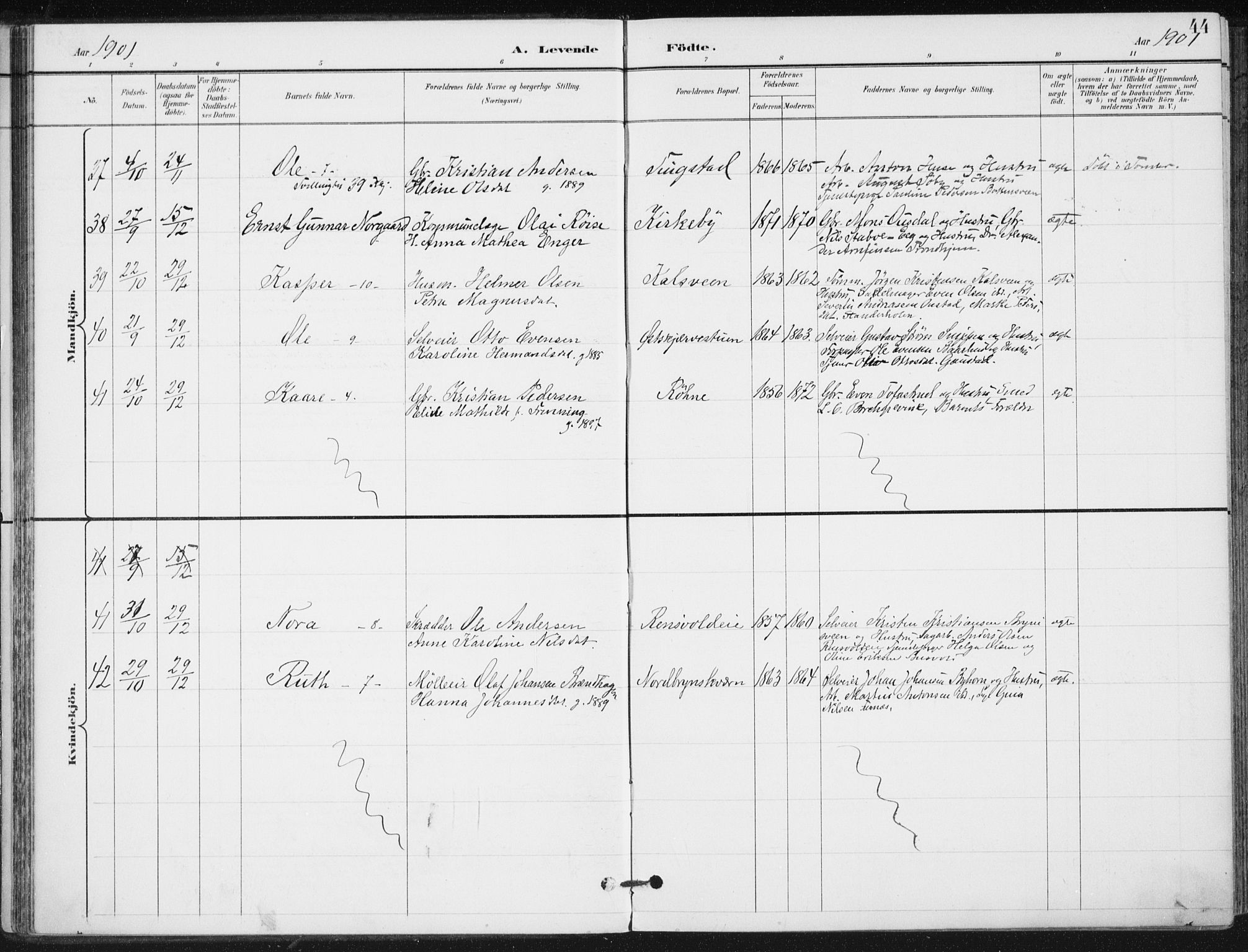 Romedal prestekontor, SAH/PREST-004/K/L0011: Parish register (official) no. 11, 1896-1912, p. 44