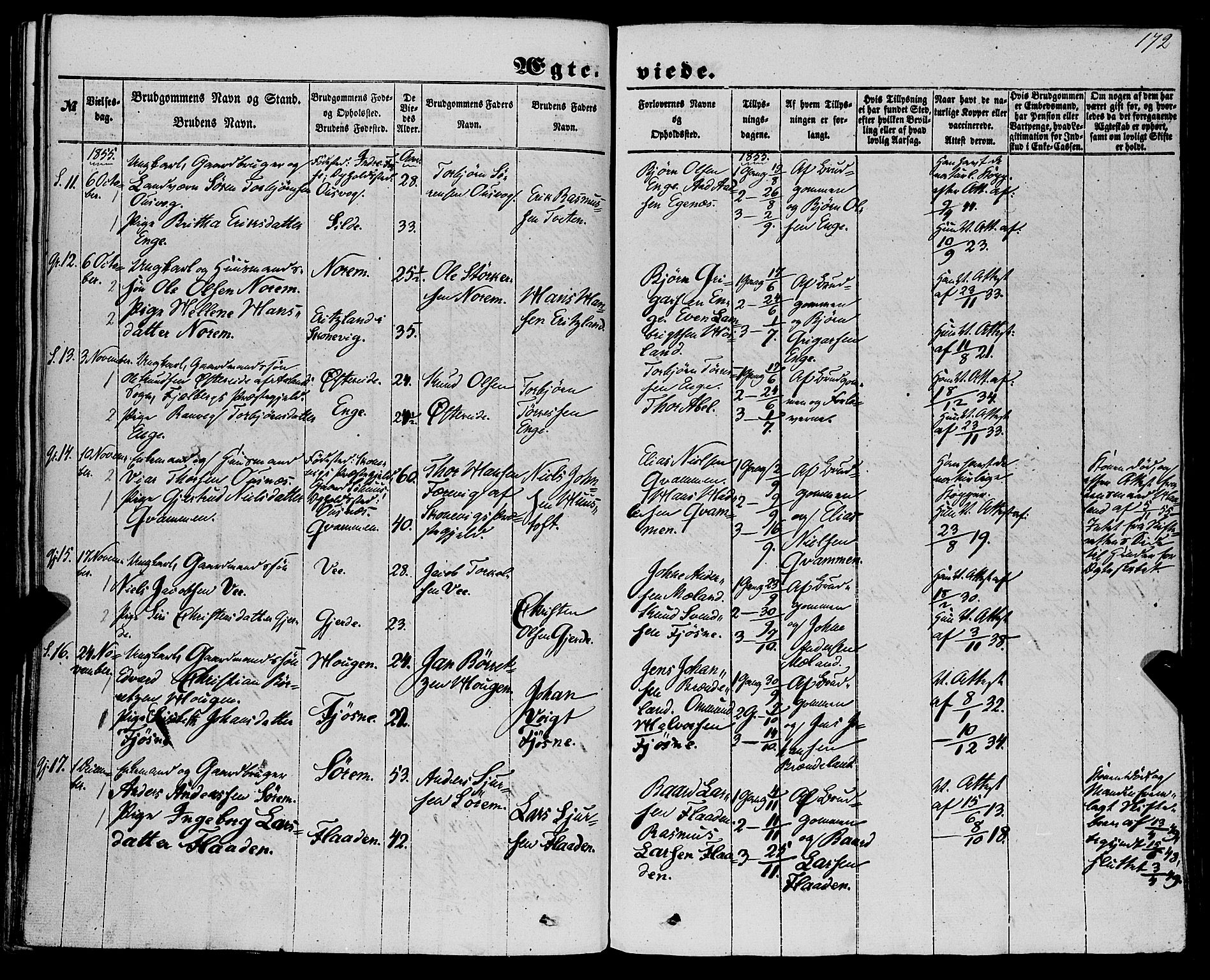 Etne sokneprestembete, AV/SAB-A-75001/H/Haa: Parish register (official) no. A 8, 1848-1862, p. 172