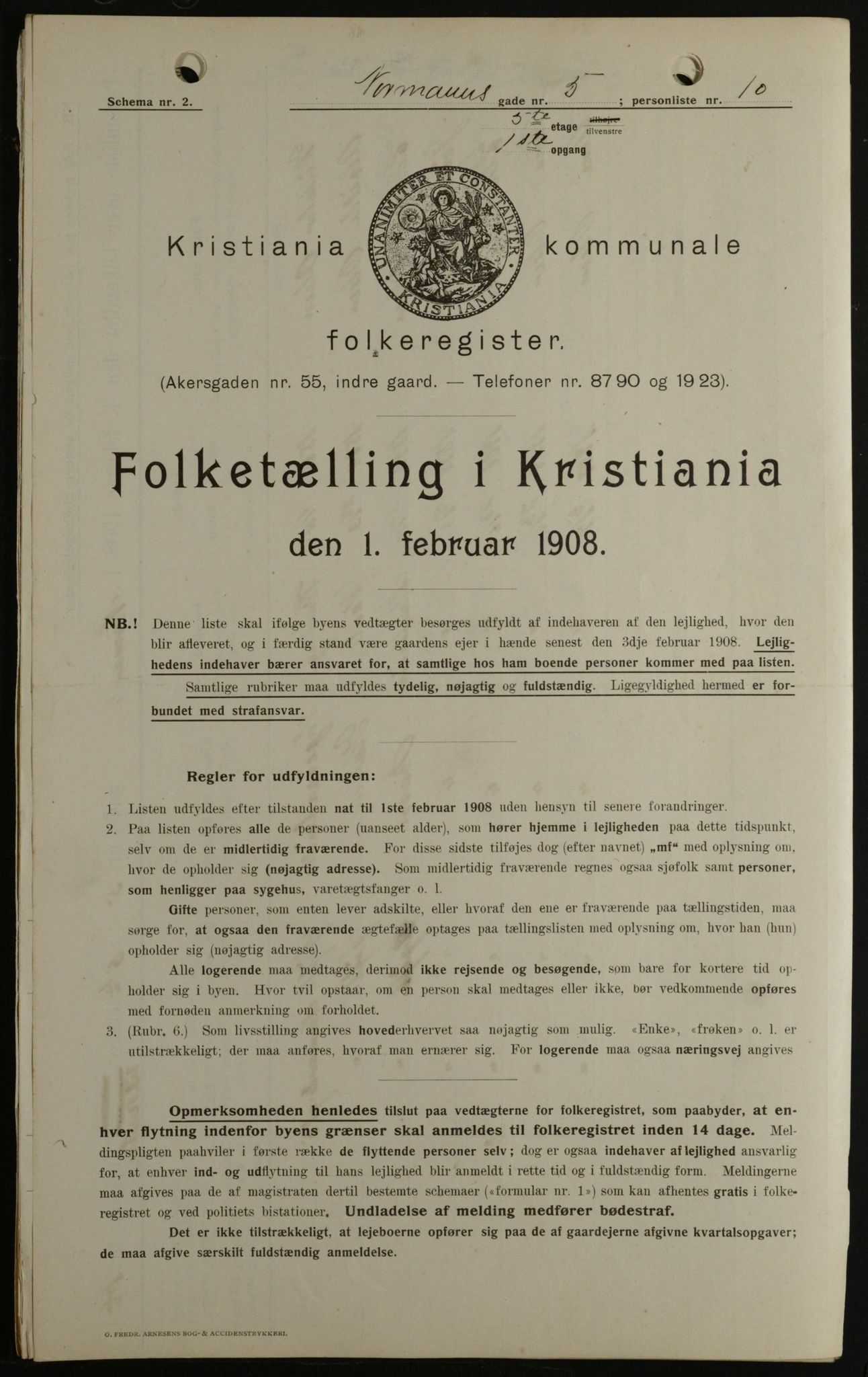 OBA, Municipal Census 1908 for Kristiania, 1908, p. 66038