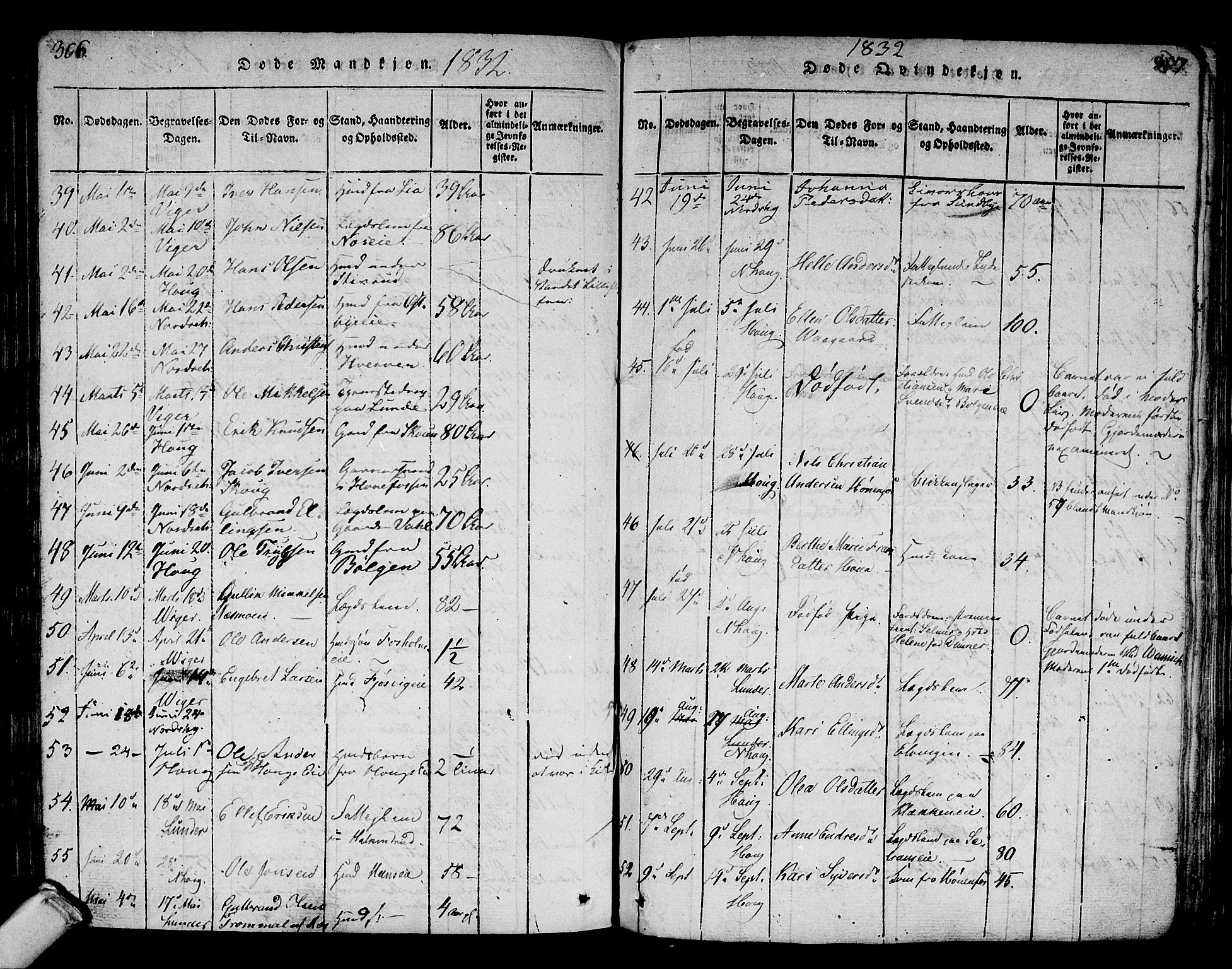 Norderhov kirkebøker, AV/SAKO-A-237/F/Fa/L0008: Parish register (official) no. 8, 1814-1833, p. 366-367