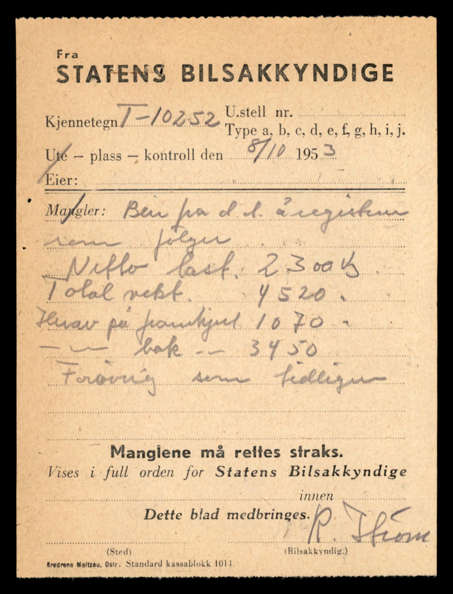 Møre og Romsdal vegkontor - Ålesund trafikkstasjon, SAT/A-4099/F/Fe/L0019: Registreringskort for kjøretøy T 10228 - T 10350, 1927-1998, p. 633